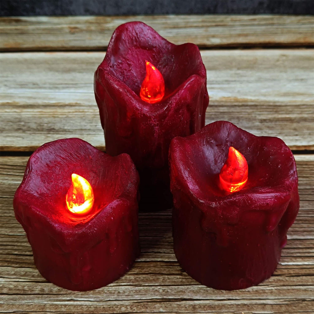 Dripping Wax LED Candles, Flameless Pillar Candles, Set of 3, Battery Operated, Flickering Real Wax Effect, Home Decor, Mother's Day Gift
