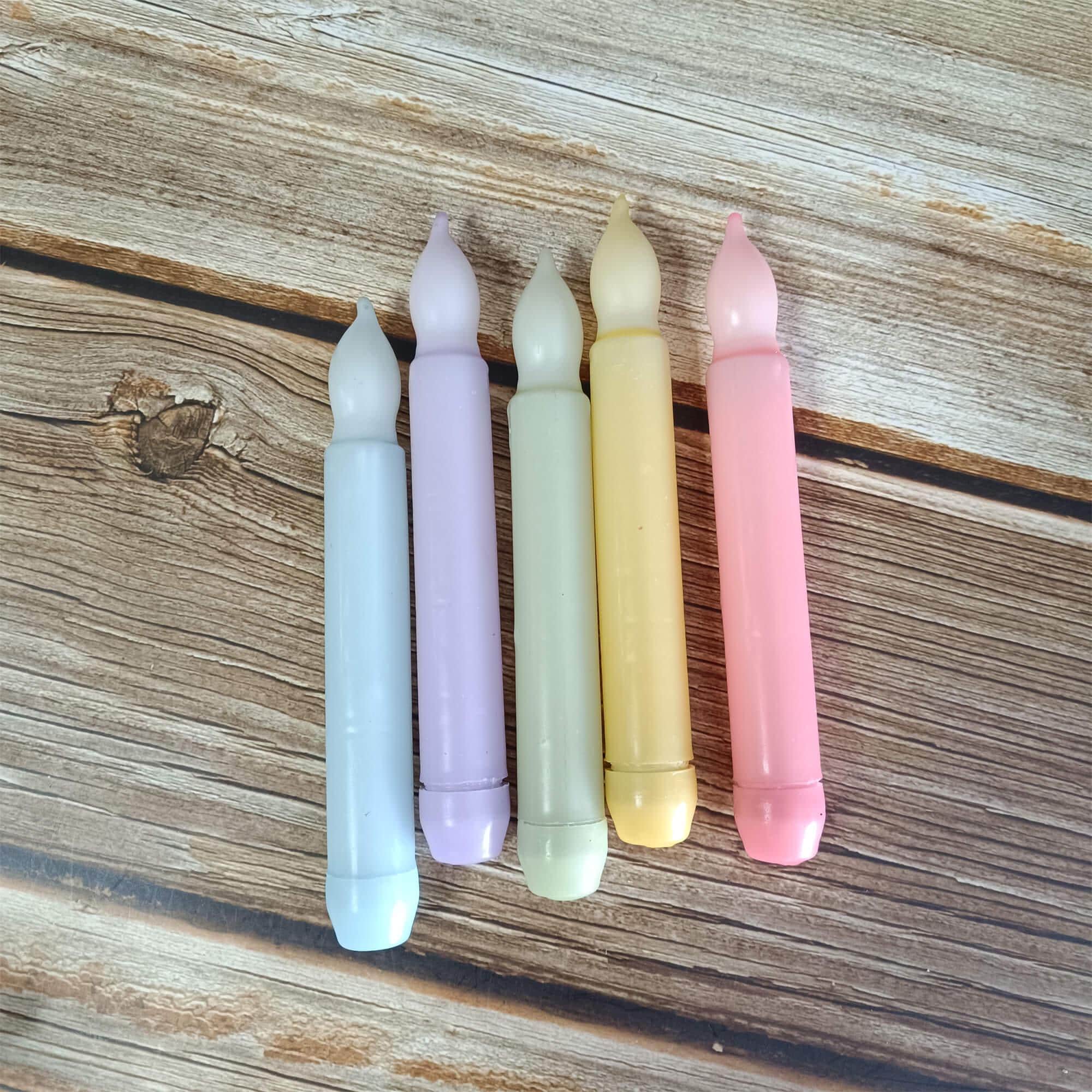 Colorful Flameless LED Taper Candles, Colorful Dopamine Candles, Battery Operated with Timer, Home Decoration, Mother's Day Gift