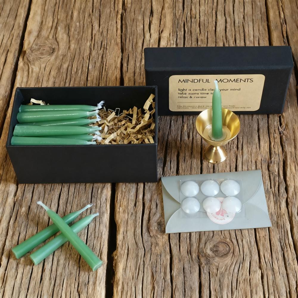 Sage Green Beeswax Taper Candles, 2.5" Hand-Dipped Meditation Candles with Holder, Mini Altar Candles for Ritual, Wiccan, Gift for Her