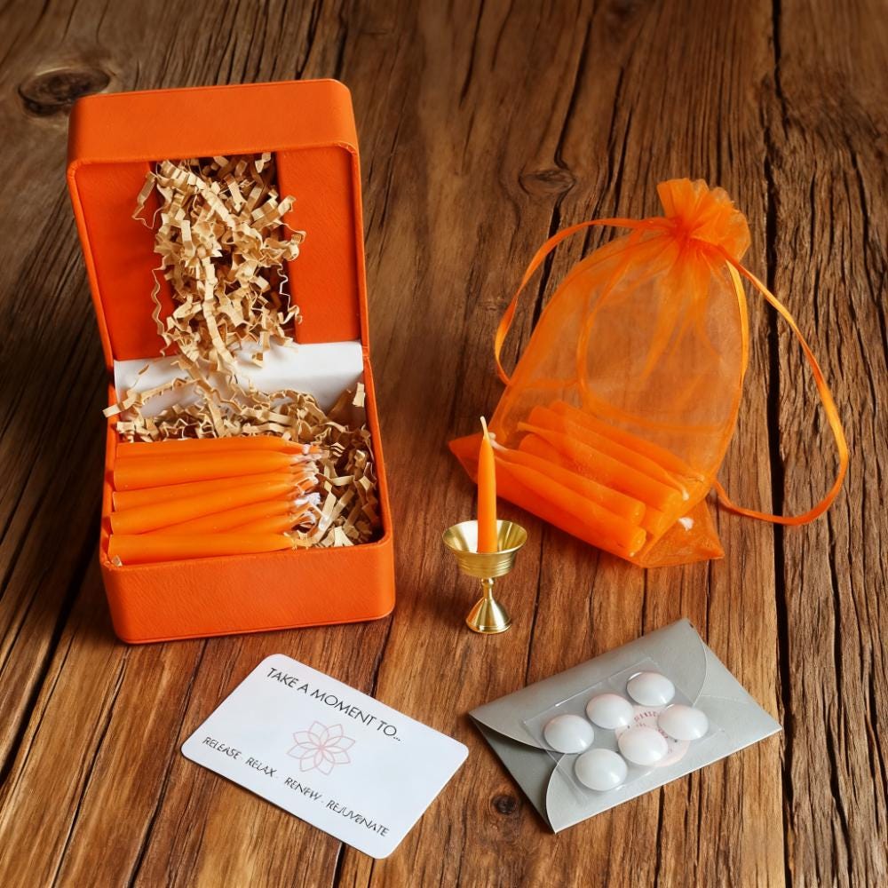 Orange/White Beeswax Taper Candles 30pcs, 2.5 Inch Mini Ritual Candles Daily Meditation Votive Candles, Halloween Christmas Gifts