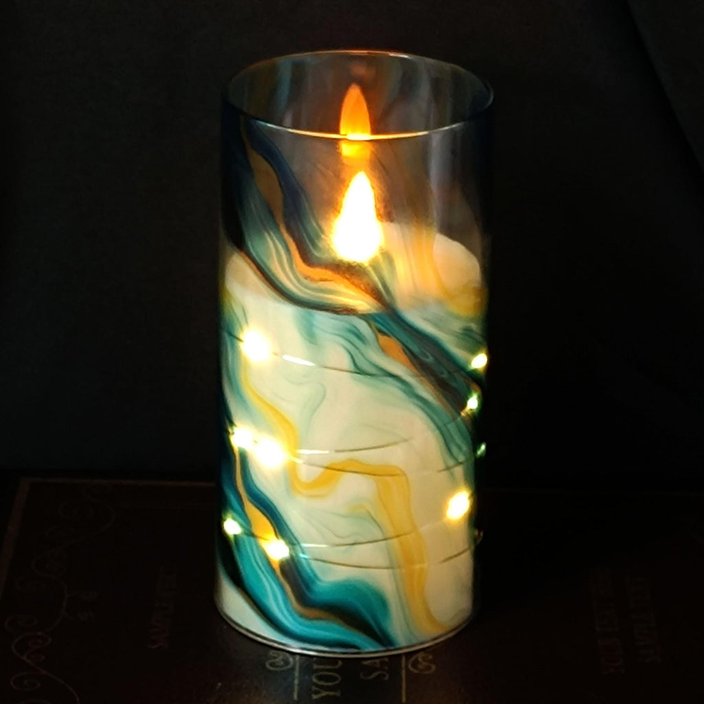 Marble Flameless Pillar Candles Set of 3 LED Candles with Remote and Timer Unscented Flickering Candles Christmas Home Decor