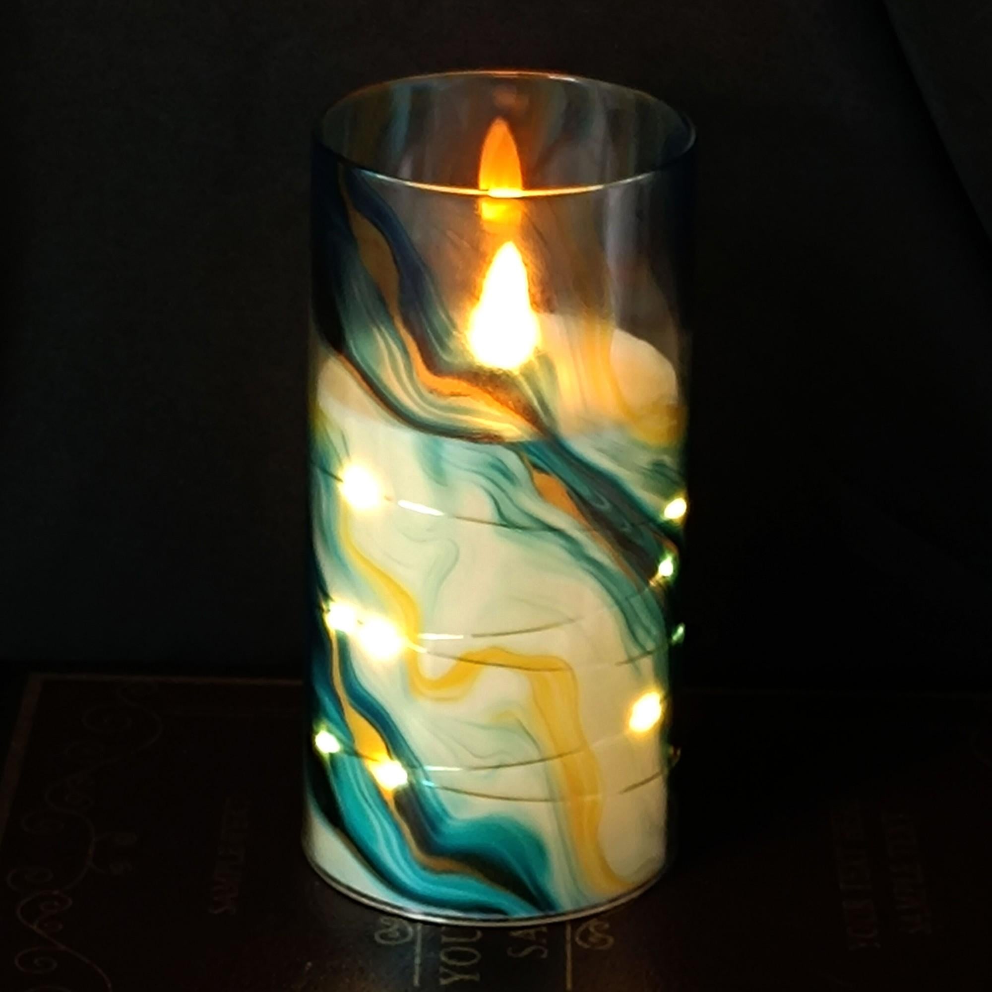 Marble Flameless Pillar Candles Set of 3 LED Candles with Remote and Timer Unscented Flickering Candles Christmas Home Decor