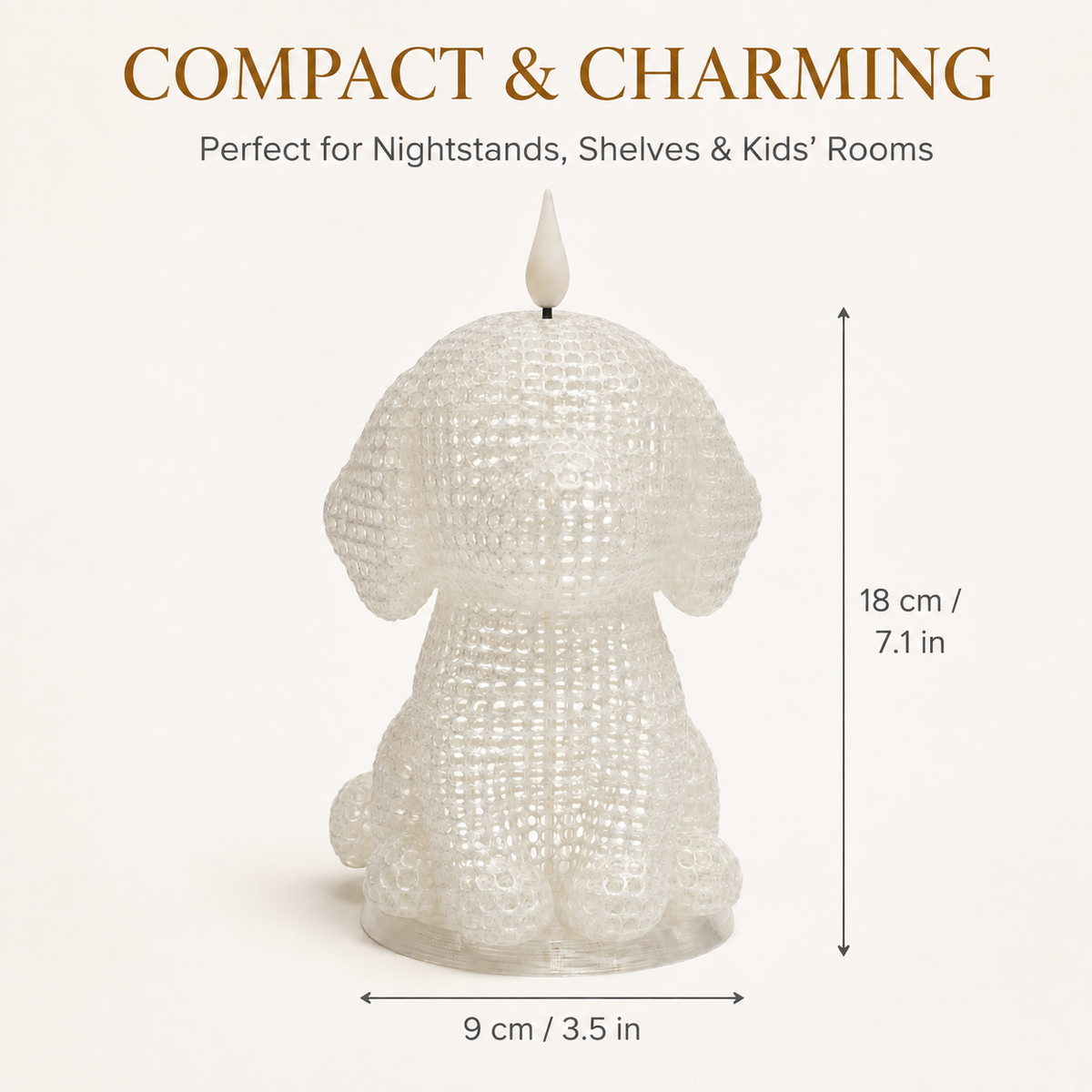 Remote‑Controlled Dimmable Dog Table Lamp 🐶 PLA Bedside Night Light With Timer & Candle Flicker Mode