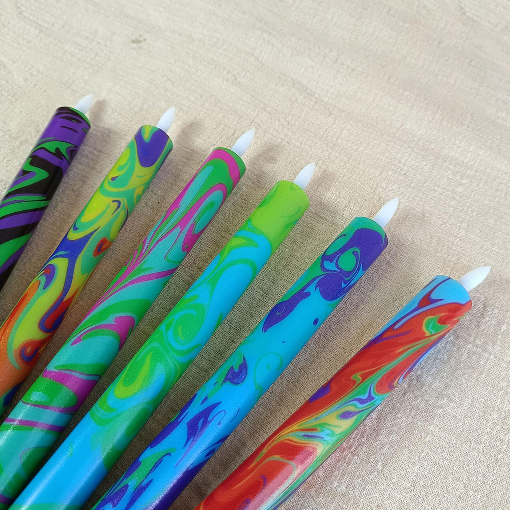 10" Marble Vein LED Taper Candles Battery Operated Flameless Unscented candles 10 Key Remote Control & Timer Dinner Home Decor