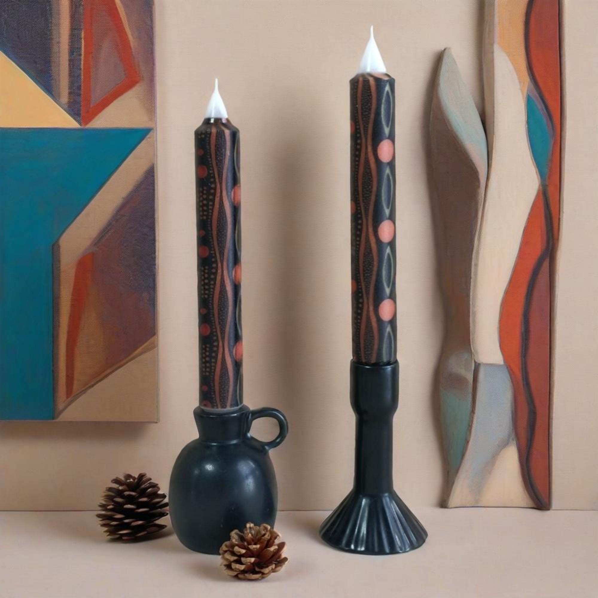 African Abstract Art Candle,Pillar Candles,Taper Candles,LED Candles,Unscented,Handmade Tribal Decor Ethno Art Style Home Decor Gift