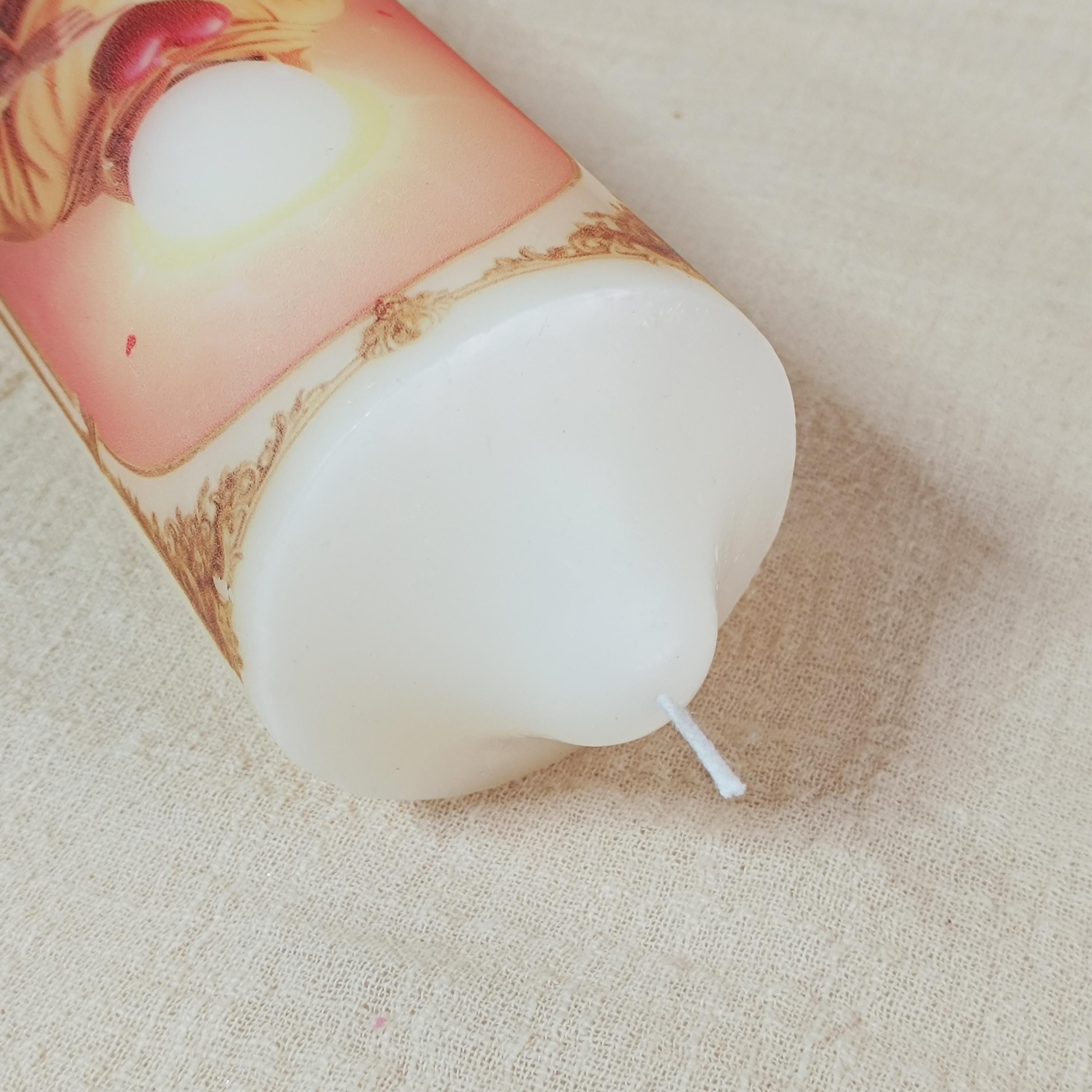 Personalized Prayer Candle: Custom Saint Memorial, Handmade Pillar Candle