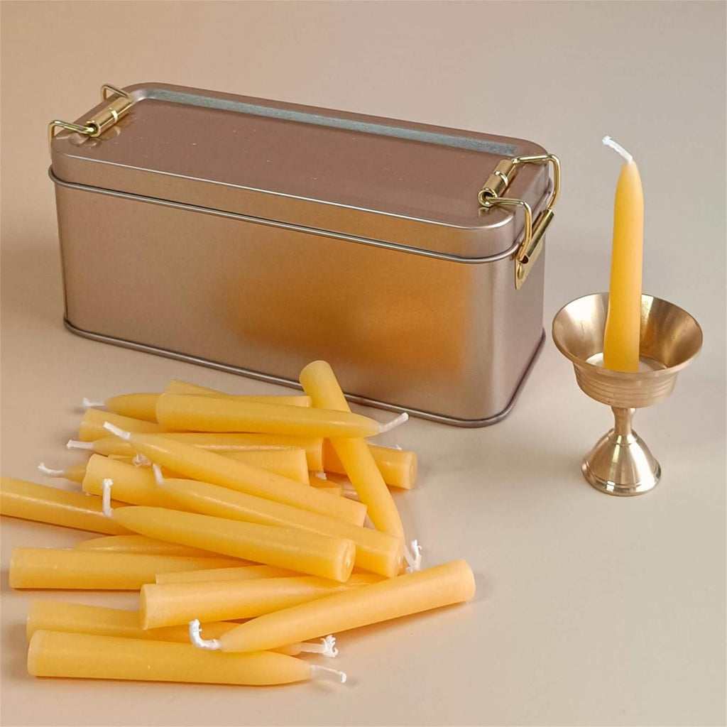 2.5 Inch Beeswax Meditation Candle, 70 pcs, Cotton Wick, Small Church Taper Candle, Wax Dipped, Handmade, Mother's Day Gift