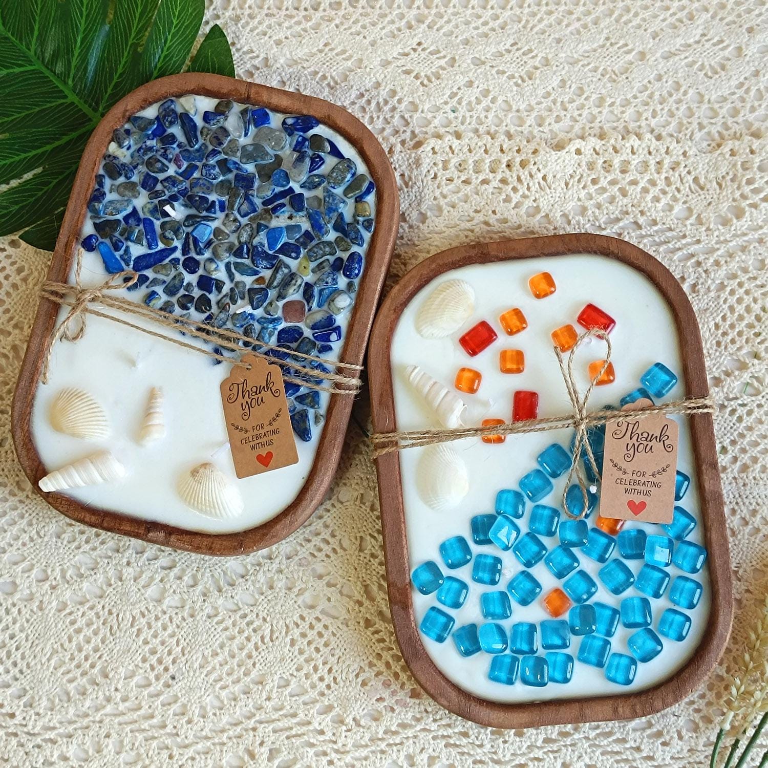 Coastal Ocean Themed Dough Bowl Candle, Fire Glass Beach Candle Handmade  Soy Scent Candle Home Decor, Anniversary Housewarming Gift