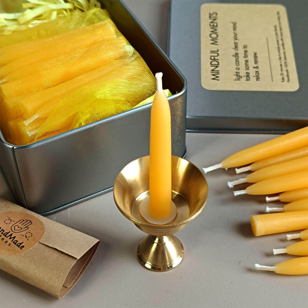 Beeswax Meditation Candles with Holder: Prayer, Yoga, Altar