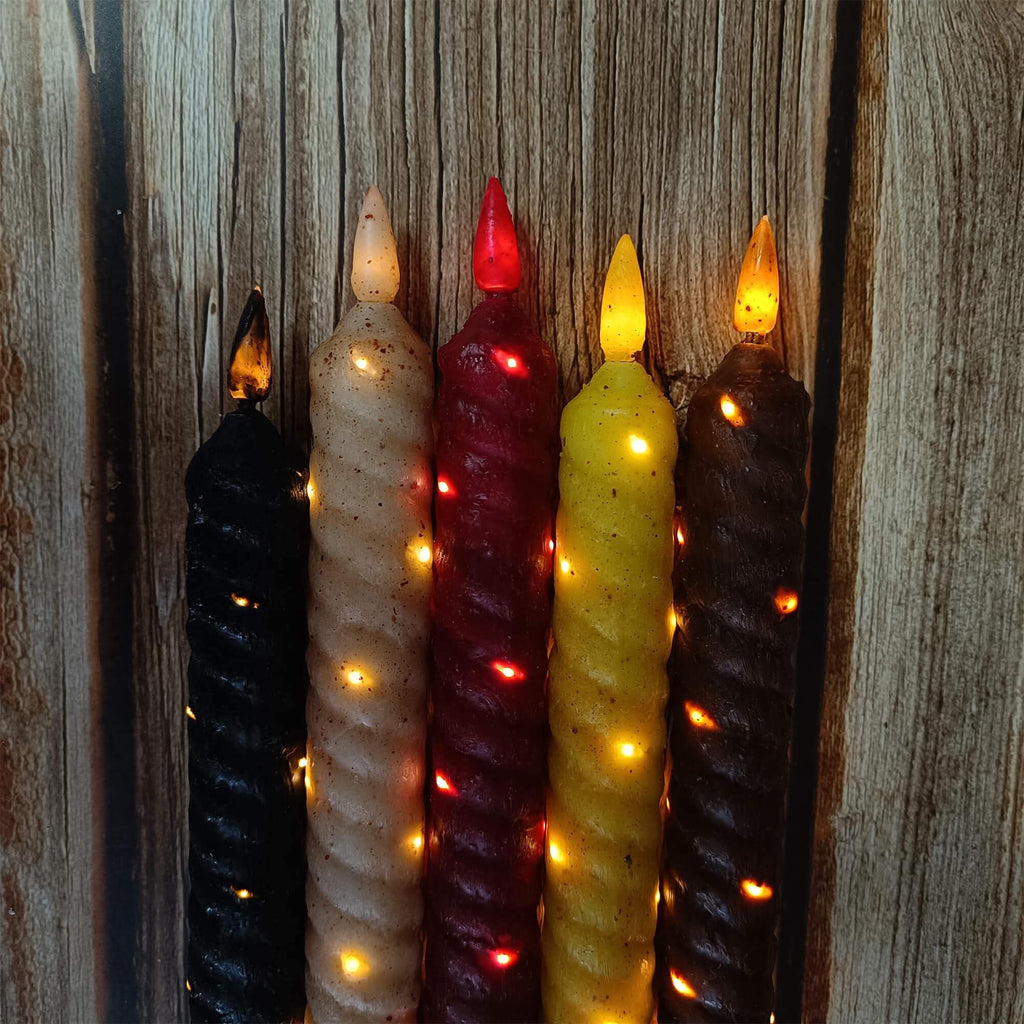 9.65 Inch Vintage Flameless Long Candle, LED Tapered Spiral Candle, Battery-Operated, With Remote Control and Timer, Christmas  Gift