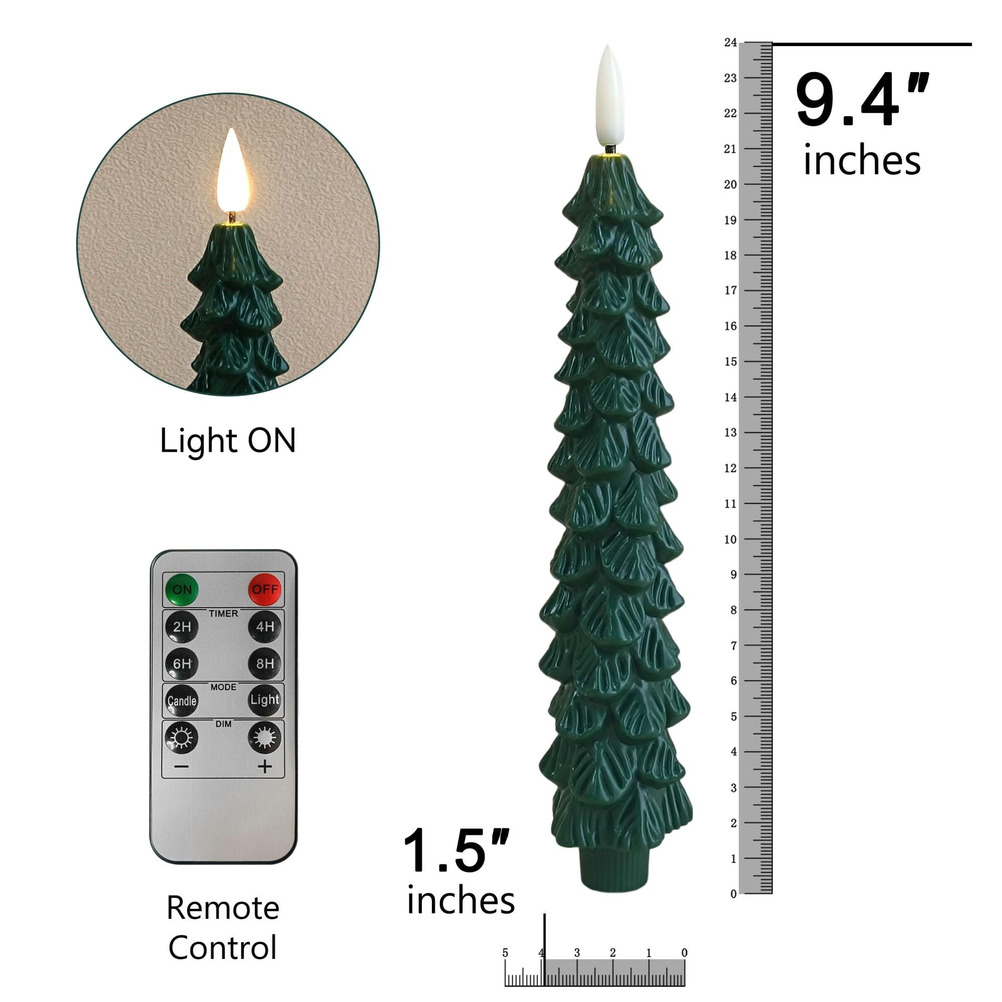 Christmas collection Christmas Tree Flameless Tapers Candles 9.4" Battery LED Candles Glowing Branches Decor Remote Control