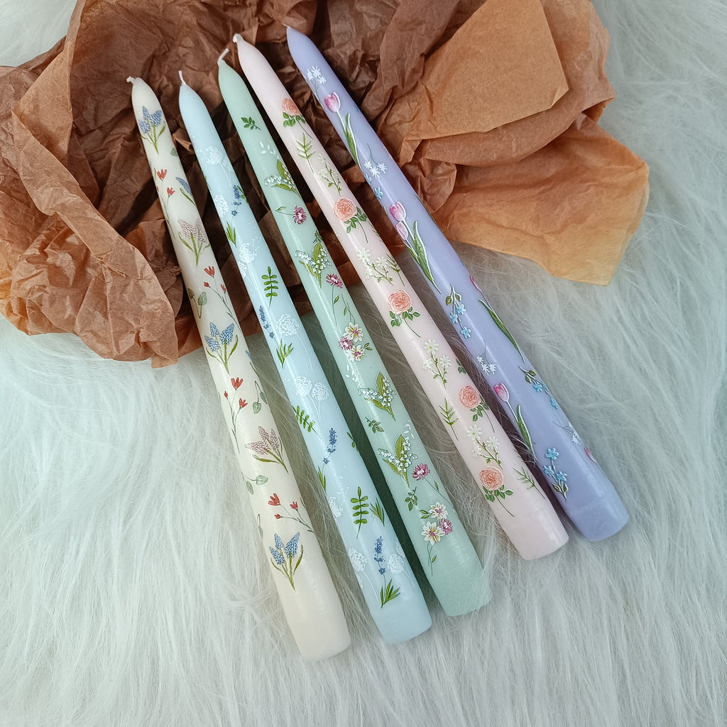 Valentine's Day Spiral Candle Sticks Printed Candlestick, 1pc Twisted Candlesticks,Colorful flowers with fragrance,Wedding Candles