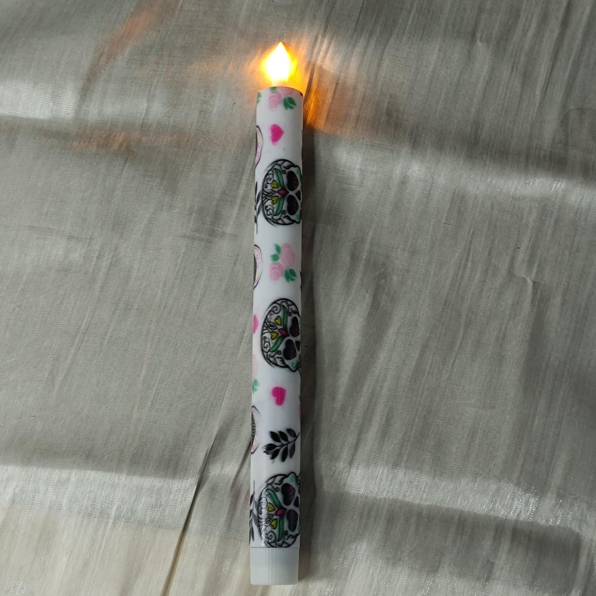 9" Halloween Flameless LED Taper Candles Set of 6, Battery Timer Candles Pumpkin Candlestick Halloween Party Decor Birthday Gift