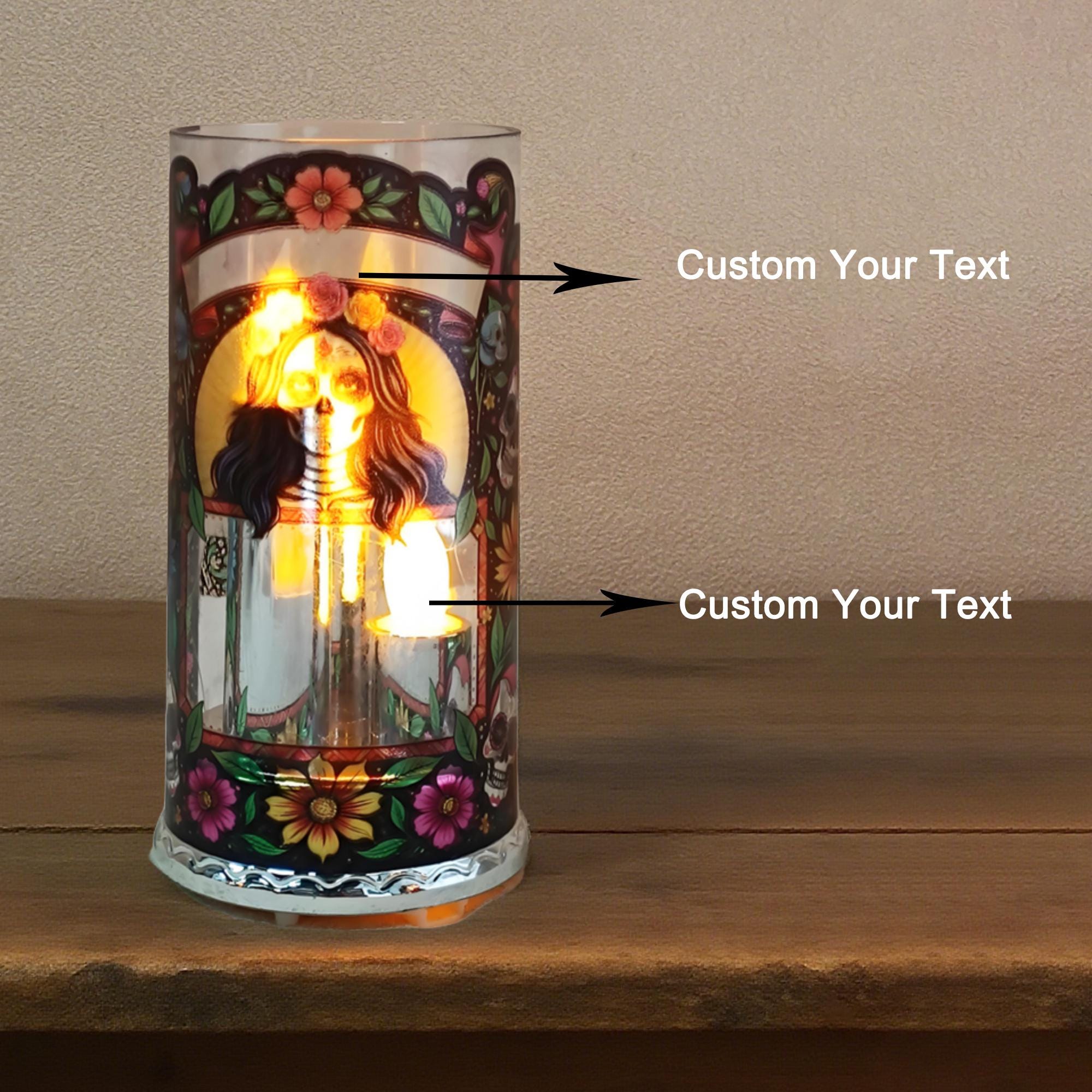 Personalized Memorial Candle, Custom Photo Text LED Candle, Flameless Votive with Remote, Sympathy Gift, In Loving Memory, Halloween Gift