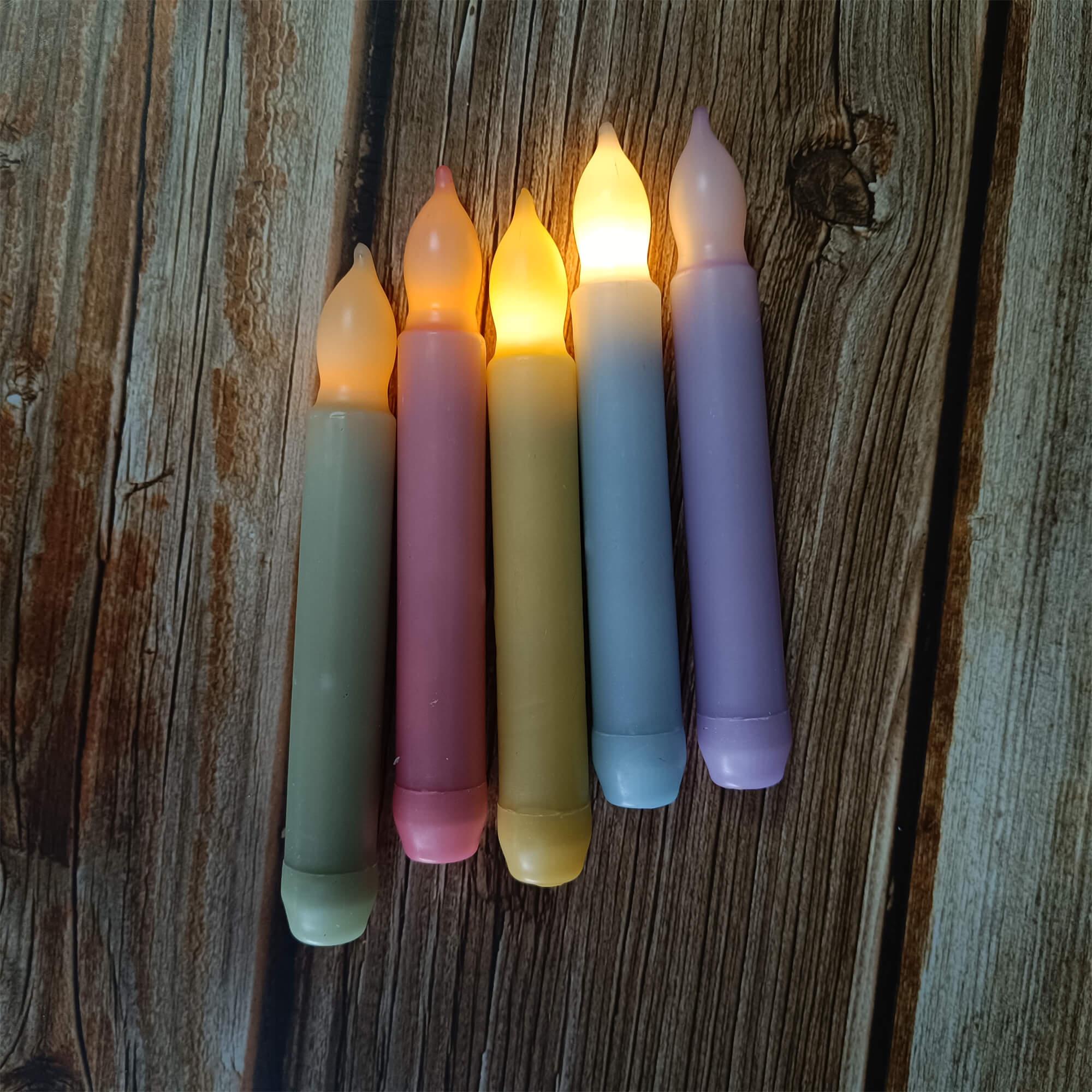 Colorful Flameless LED Taper Candles, Colorful Dopamine Candles, Battery Operated with Timer, Home Decoration, Mother's Day Gift