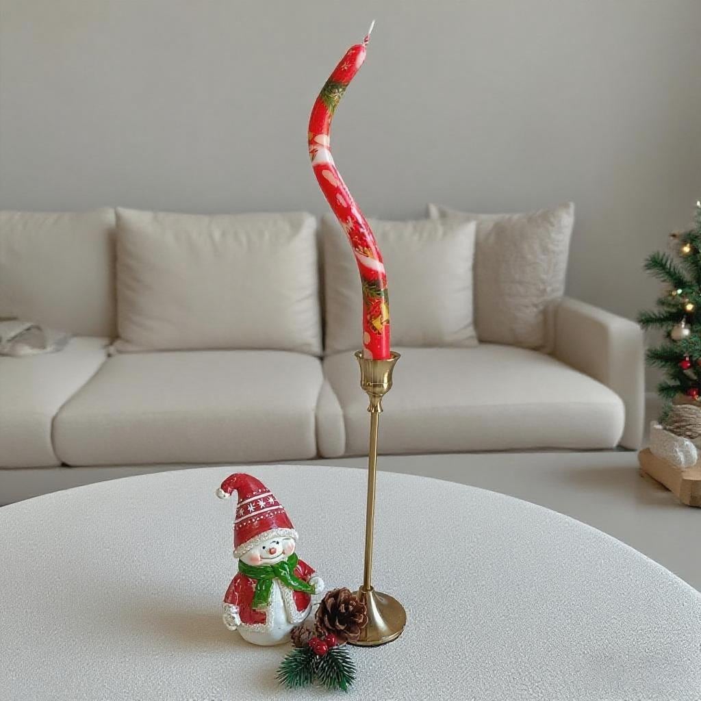 Christmas Spiral Taper Candles,Festive Decorative Unscented Paraffin Twisted Candle for Christmas Decor Party Gift