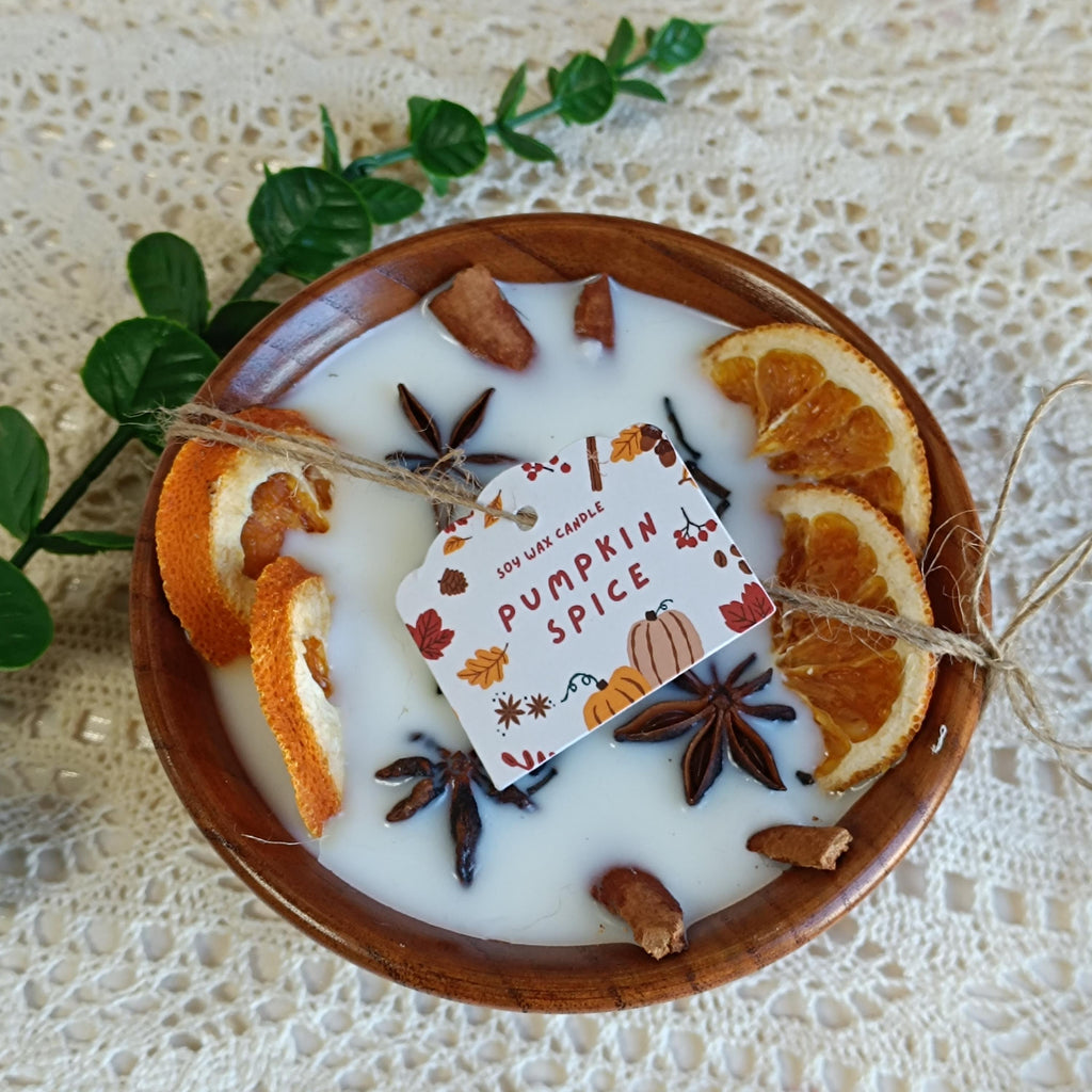 Orange Cinnamon Spice Dough Bowl Candle, Wood Wick Soy Scent Candle, Handmade Christmas & Autumn Home Decor, Thanksgiving Gift (no tray)