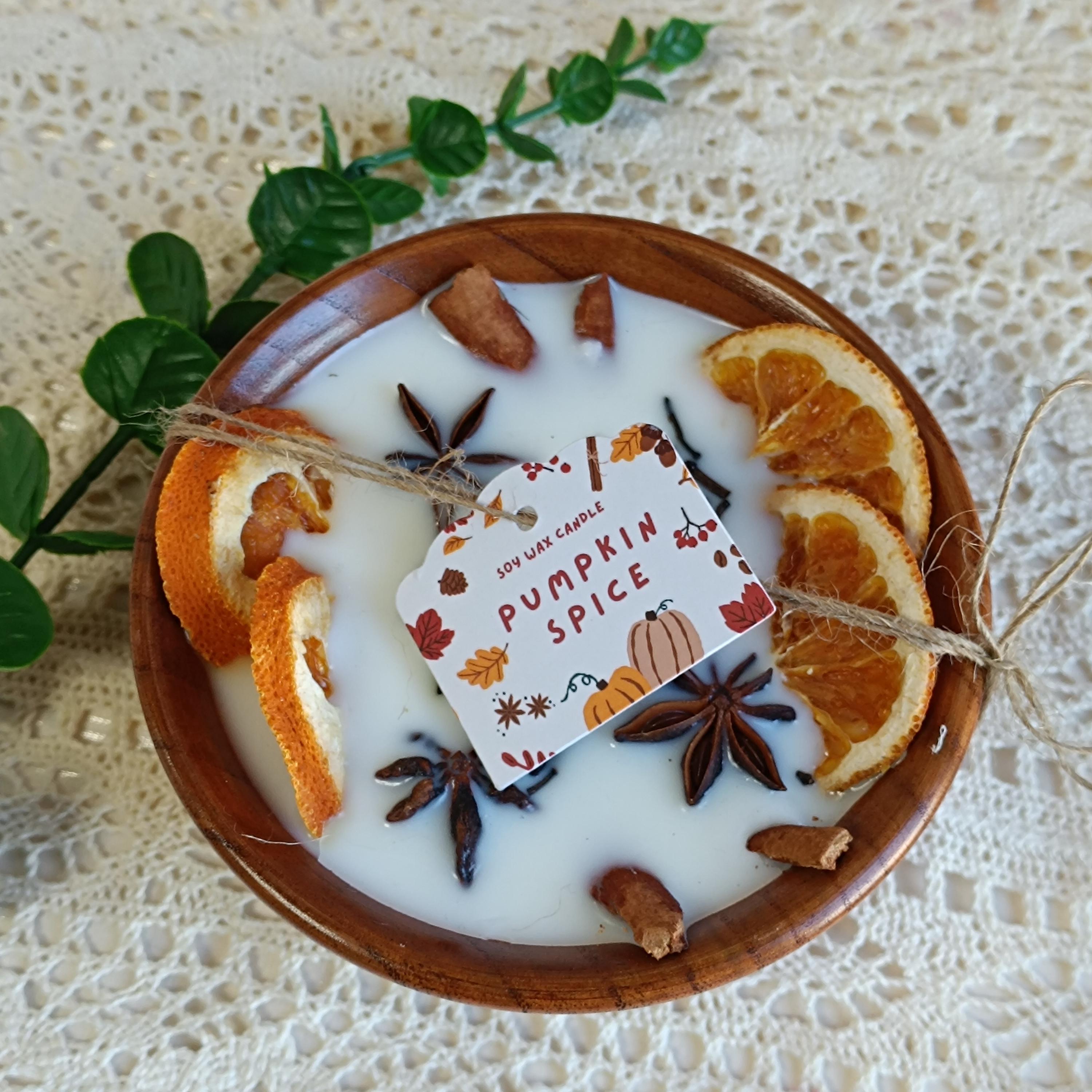 Orange Cinnamon Spice Dough Bowl Candle, Wood Wick Soy Scent Candle, Handmade Christmas & Autumn Home Decor, Thanksgiving Gift (no tray)