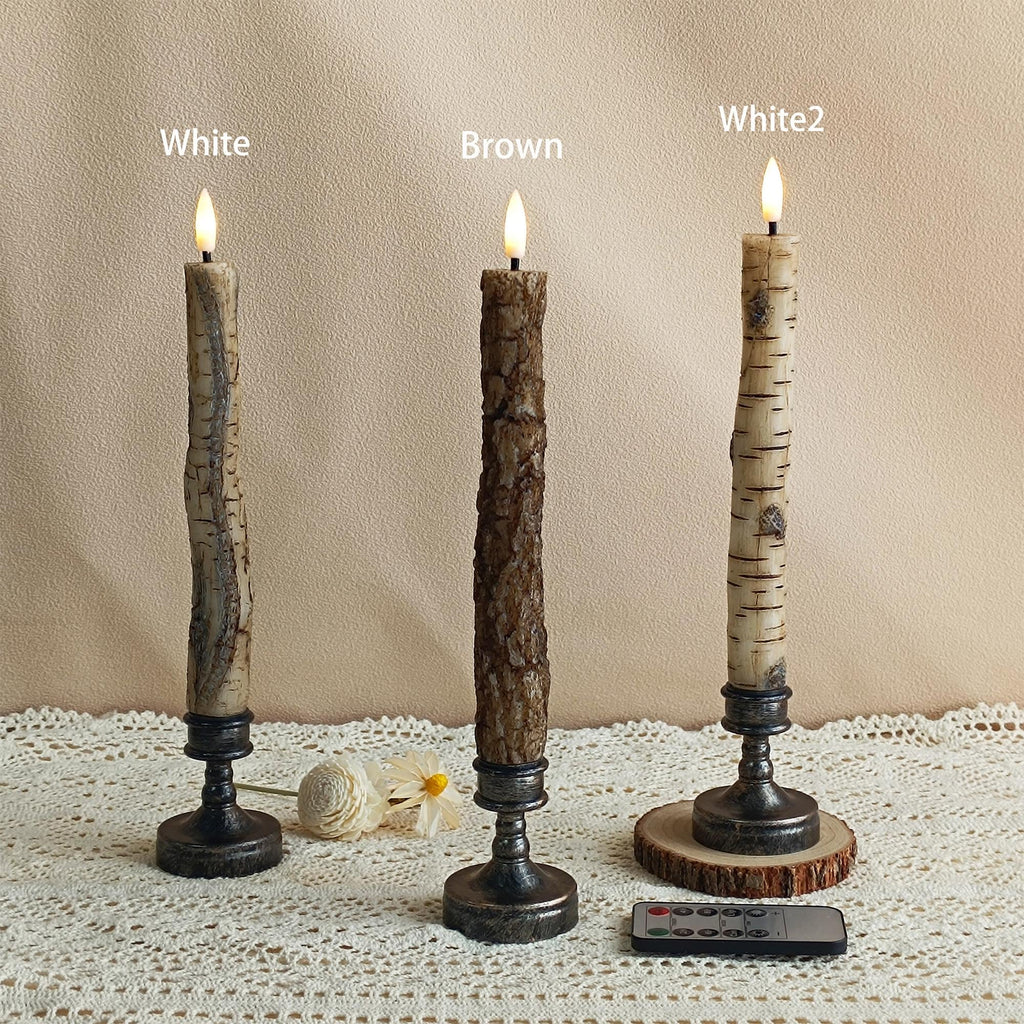 9.8 Inch Flameless Taper Candles,LED Battery Operated with Remote Control and Timer,Real Wax Taper Candles for Home Decor Christmas  Gift