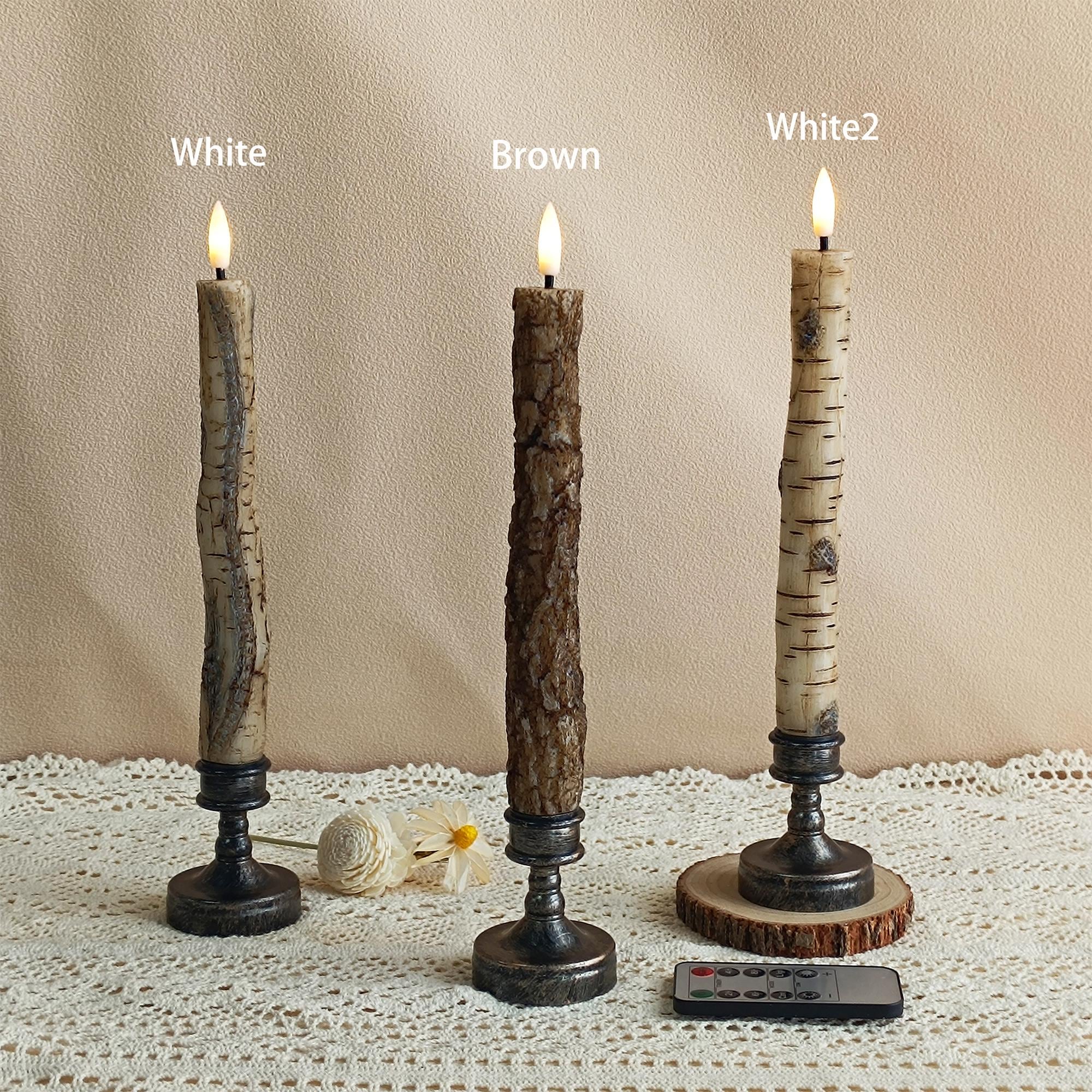 9.8 Inch Flameless Taper Candles,LED Battery Operated with Remote Control and Timer,Real Wax Taper Candles for Home Decor Christmas  Gift