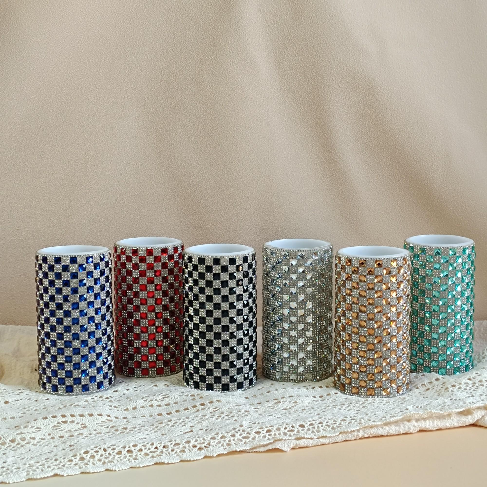 6 Inch LED Pillar Candles,Flameless Rhinestone Candles with Remote Control and Timer，Battery Operated Flickering for Home Decor Christmas