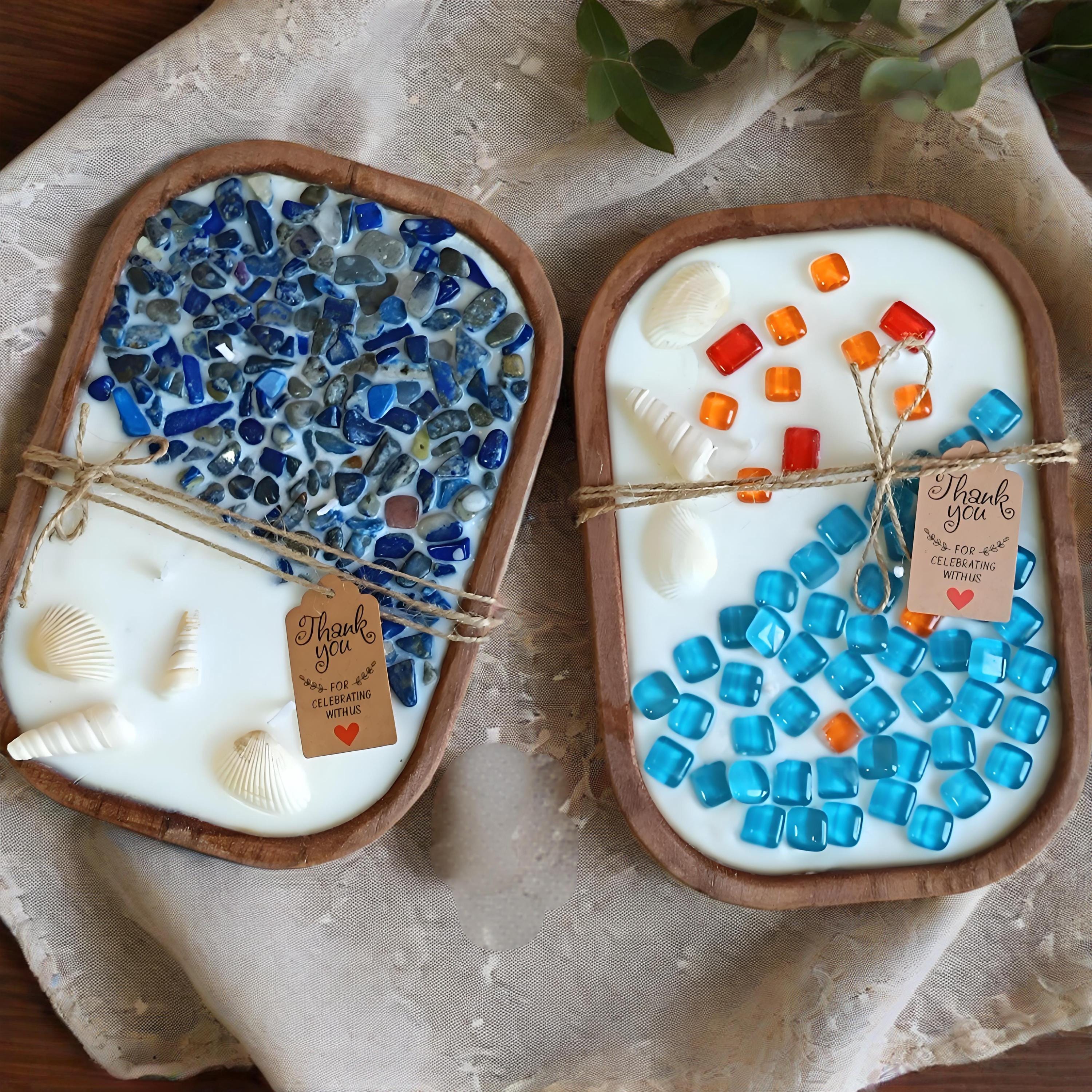 Coastal Ocean Themed Dough Bowl Candle, Fire Glass Beach Candle Handmade  Soy Scent Candle Home Decor, Anniversary Housewarming Gift