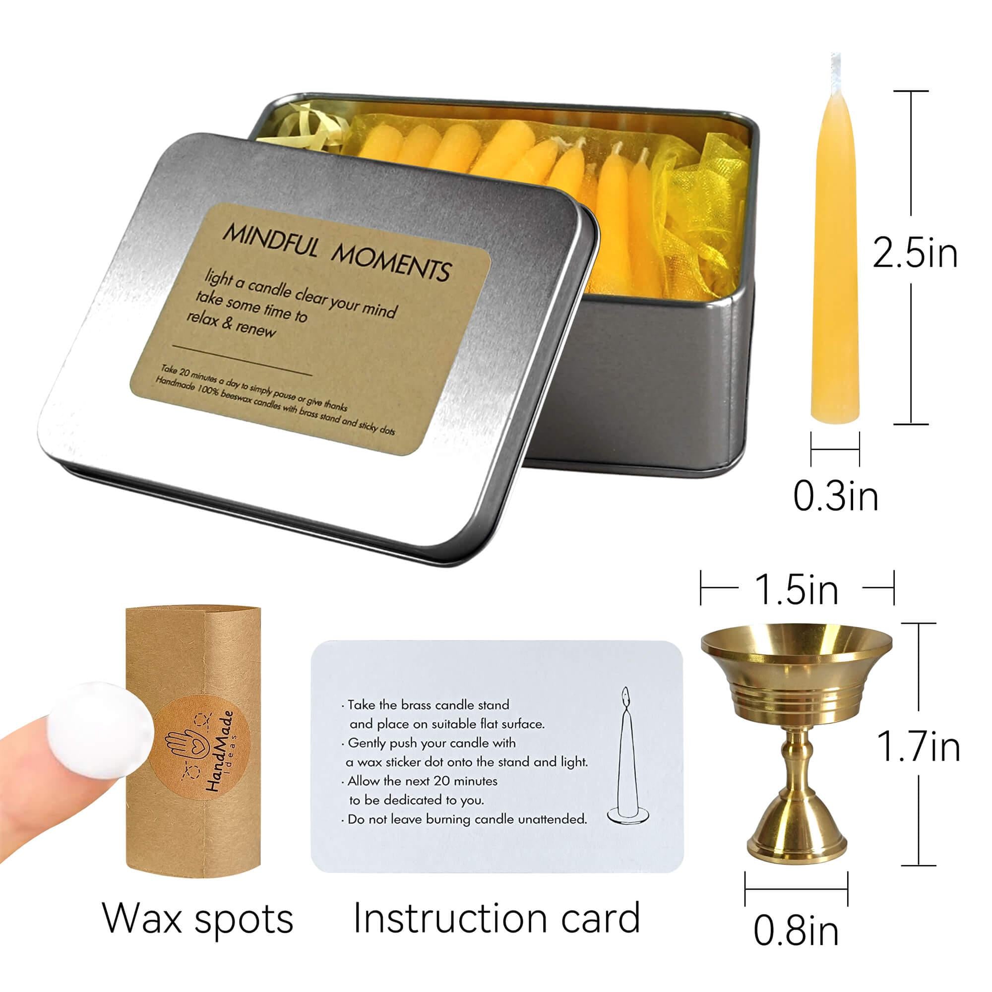 Beeswax Meditation Candles with Holder: Prayer, Yoga, Altar