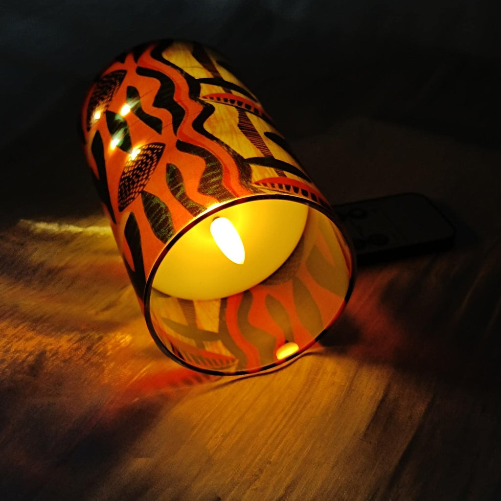 African Abstract Art Candle,Pillar Candles,Taper Candles,LED Candles,Unscented,Handmade Tribal Decor Ethno Art Style Home Decor Gift