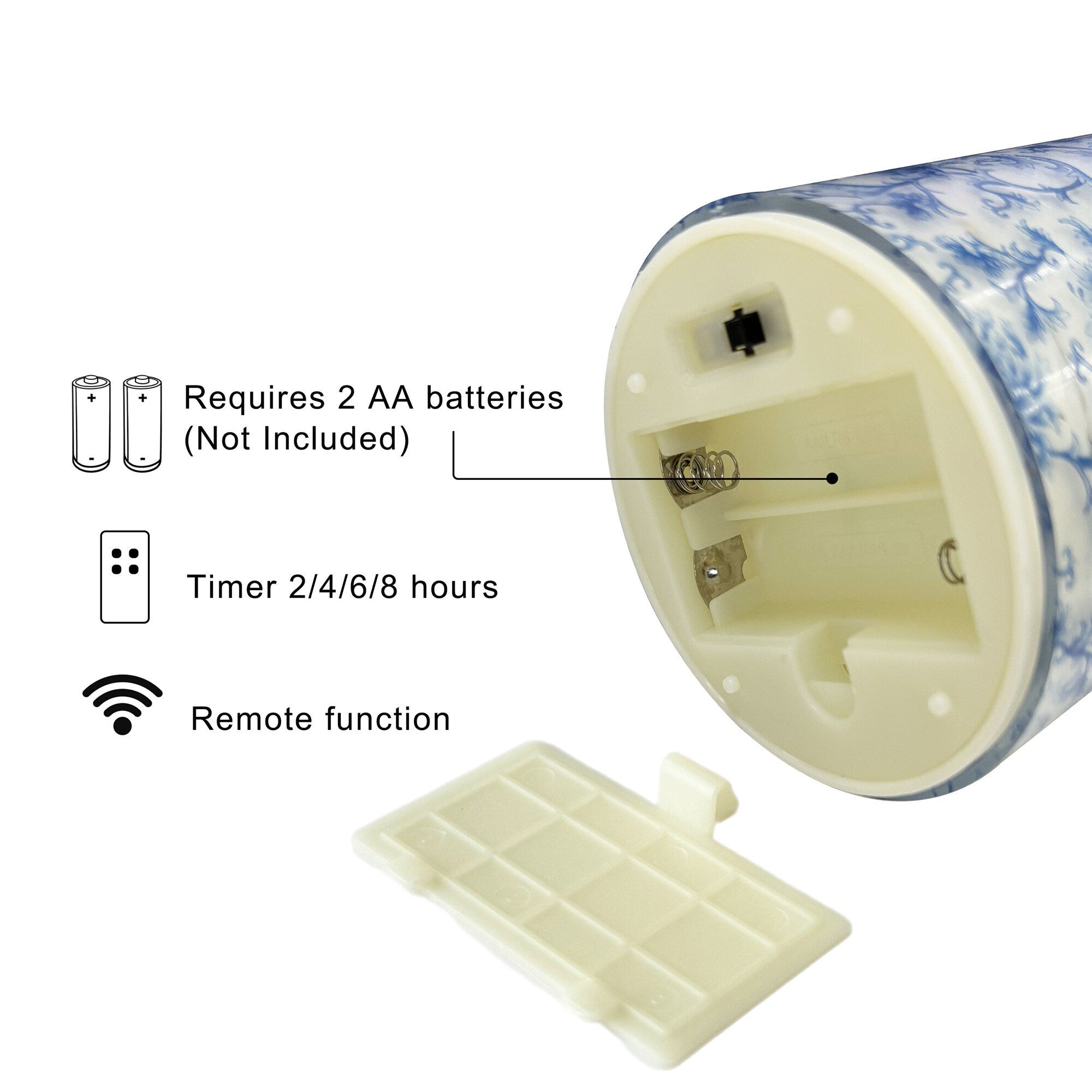 Blue Flower Flameless Candles,LED Pillar Candlestick,Remote LED Candle Sticks,Home Decor,Valentine's Day with Remote and Timer