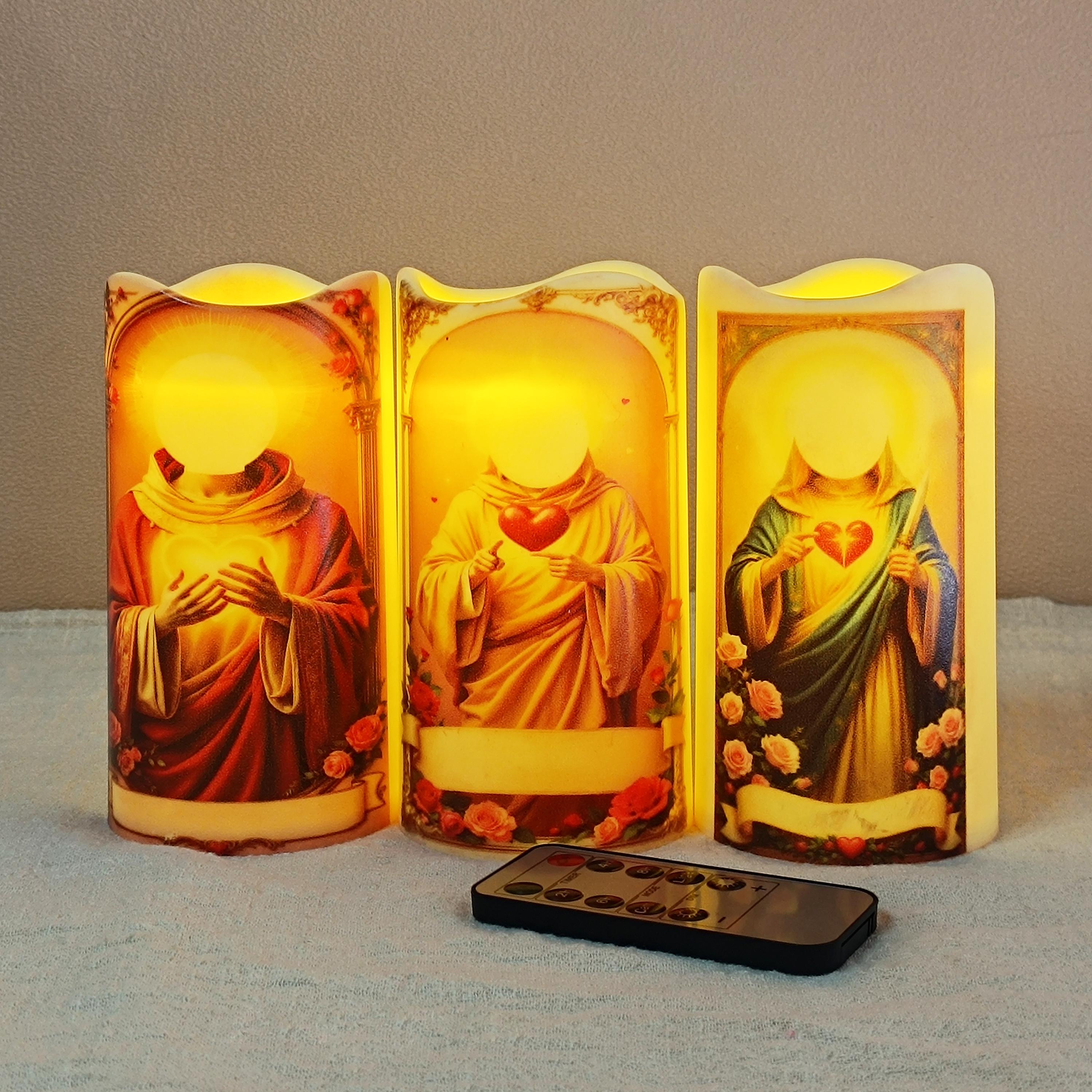 Custom Saint Flameless LED Candle: Prayer Votive with Remote & Timer