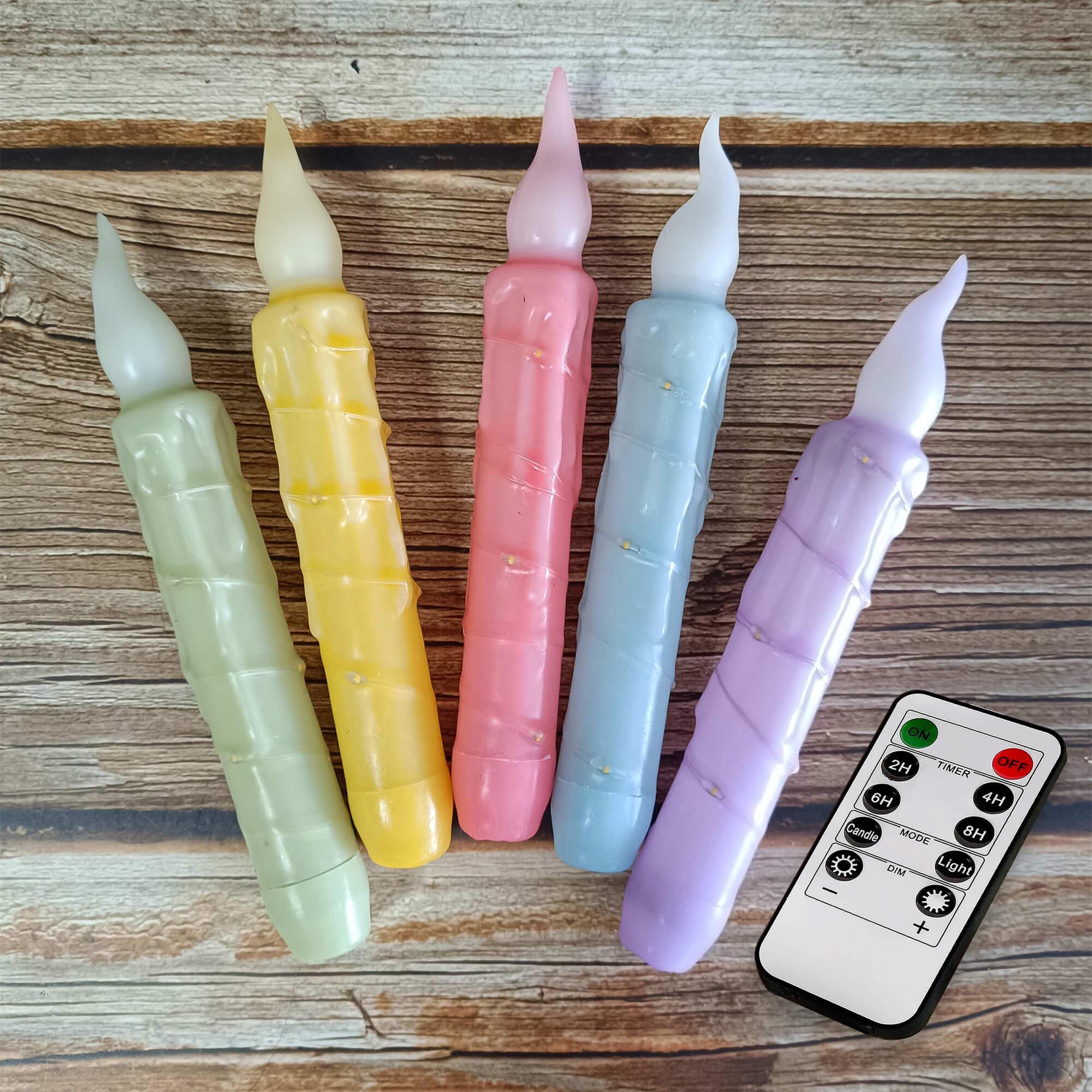 6.7 Inch Colorful Flameless Candles, LED Taper Candles with Light String, Battery Powered, with Remote Control and Timer, Mother's Day Gift