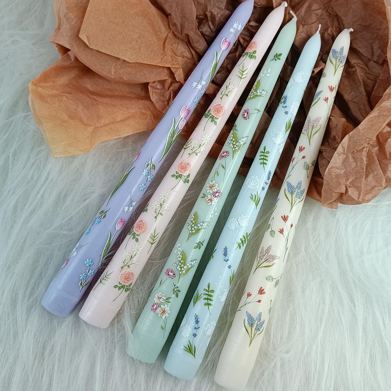 Valentine's Day Spiral Candle Sticks Printed Candlestick, 1pc Twisted Candlesticks,Colorful flowers with fragrance,Wedding Candles