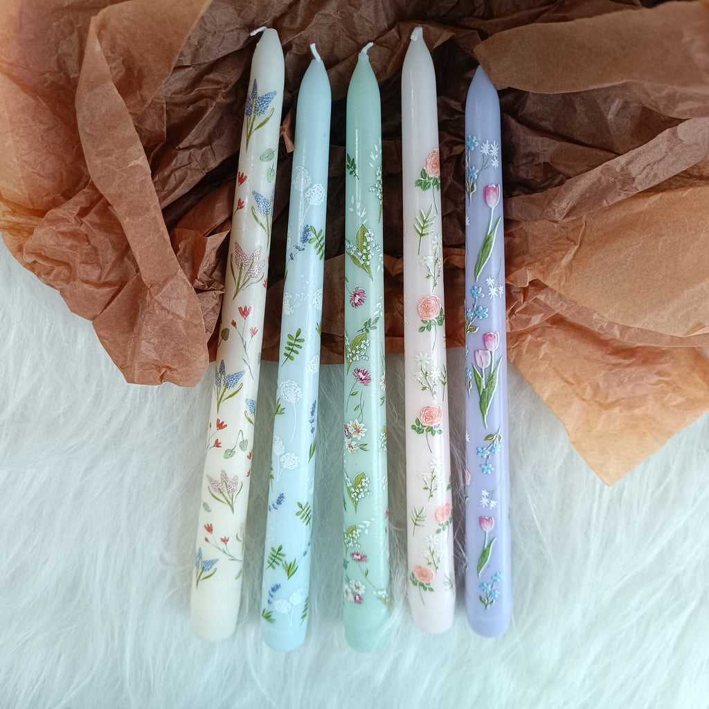 Valentine's Day Spiral Candle Sticks Printed Candlestick, 1pc Twisted Candlesticks,Colorful flowers with fragrance,Wedding Candles