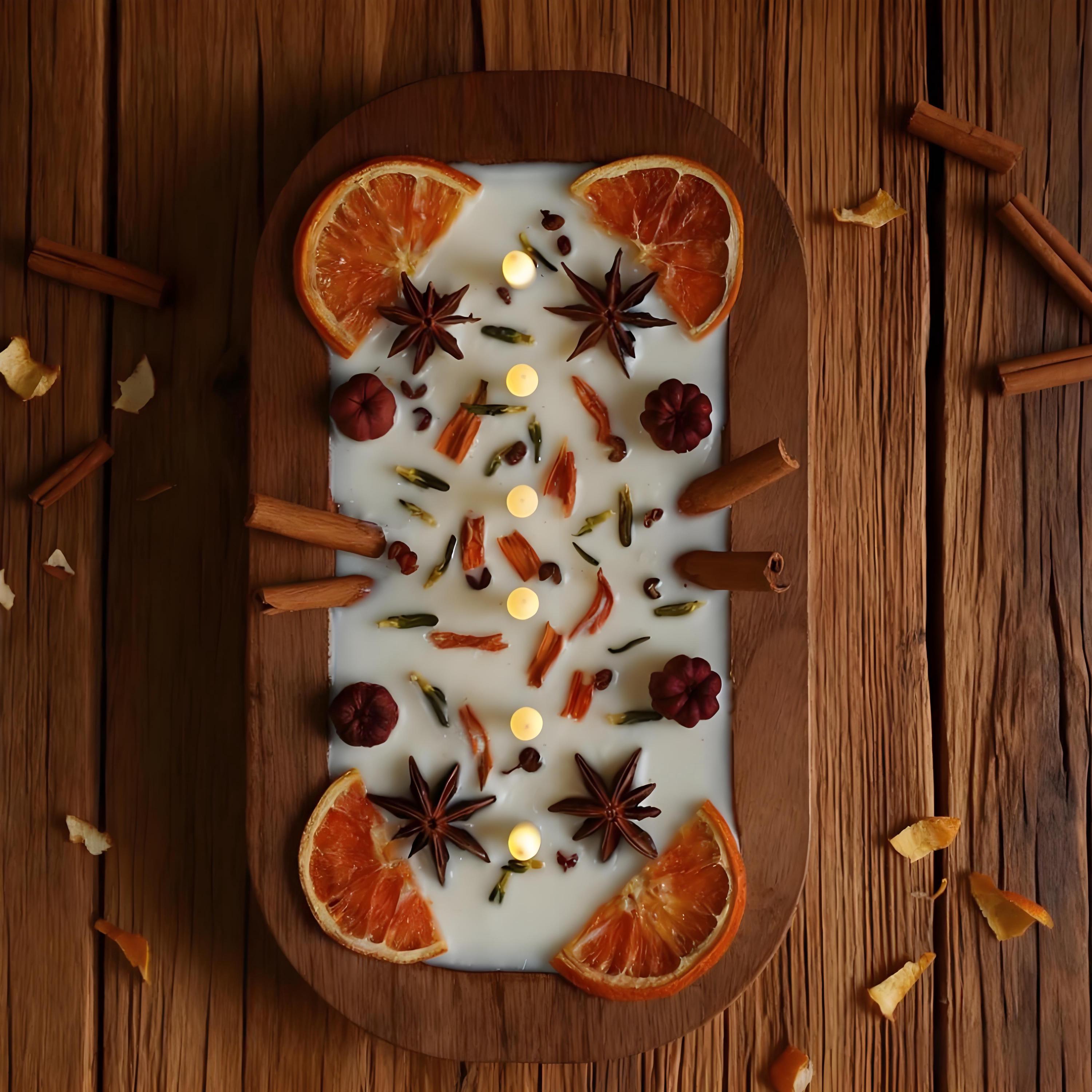 Spiced Orange Cinnamon Dough Bowl Candle, 6 Flameless Led Wick Handmade Scent Candle Fall Home Decor, Housewarming Christmas Gift