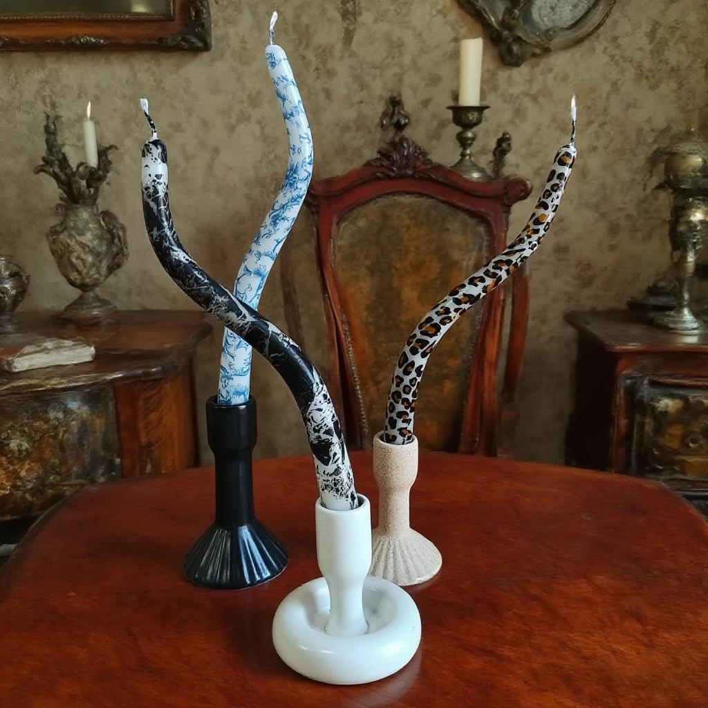 Twisted Art Taper Candle,Unscented Spiral Paraffin Candles,Smokeless,Flameless,Home Decor Wedding Dinner Halloween Decor