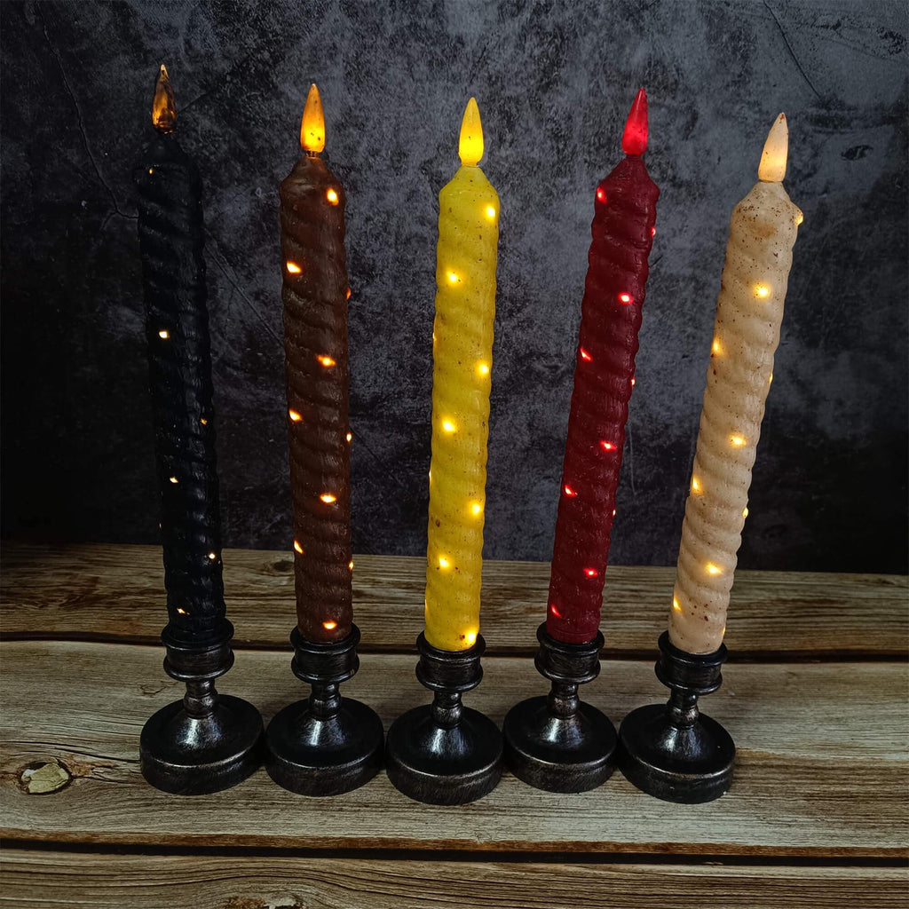 9.65 Inch Vintage Flameless Long Candle, LED Tapered Spiral Candle, Battery-Operated, With Remote Control and Timer, Christmas  Gift