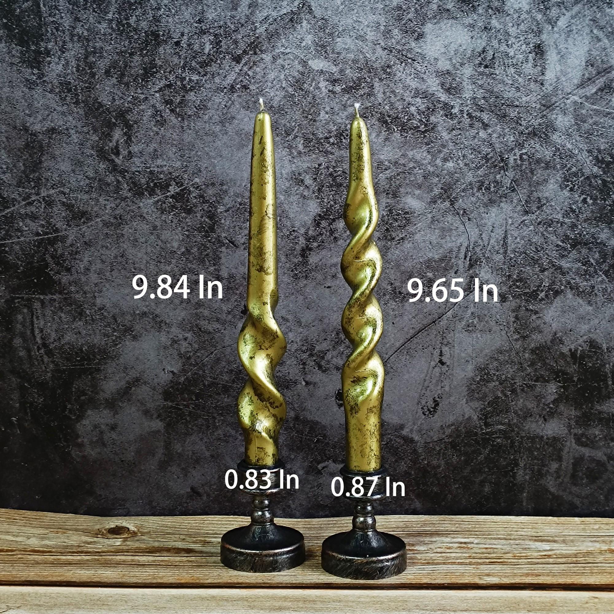 Vintage Aged Metallic Taper Candle,7 Style Unscented Paraffin Wax Spiral Twisted candles for Dinner Home Decor Vintage Decor Halloween Decor