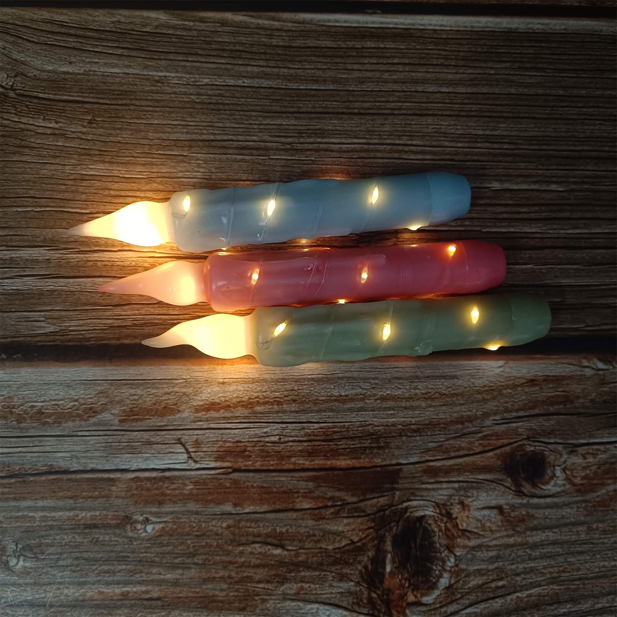 6.7 Inch Colorful Flameless Candles, LED Taper Candles with Light String, Battery Powered, with Remote Control and Timer, Mother's Day Gift