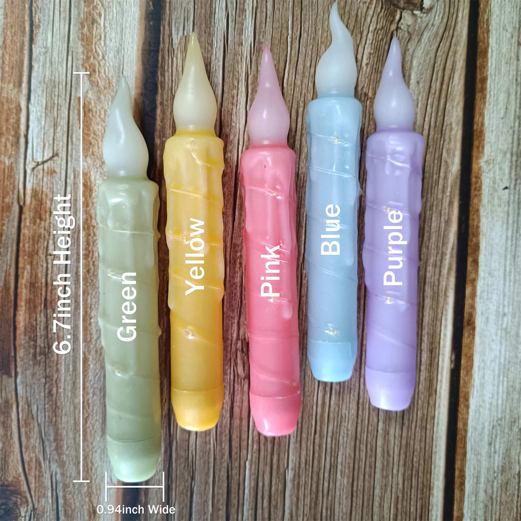 6.7 Inch Colorful Flameless Candles, LED Taper Candles with Light String, Battery Powered, with Remote Control and Timer, Mother's Day Gift