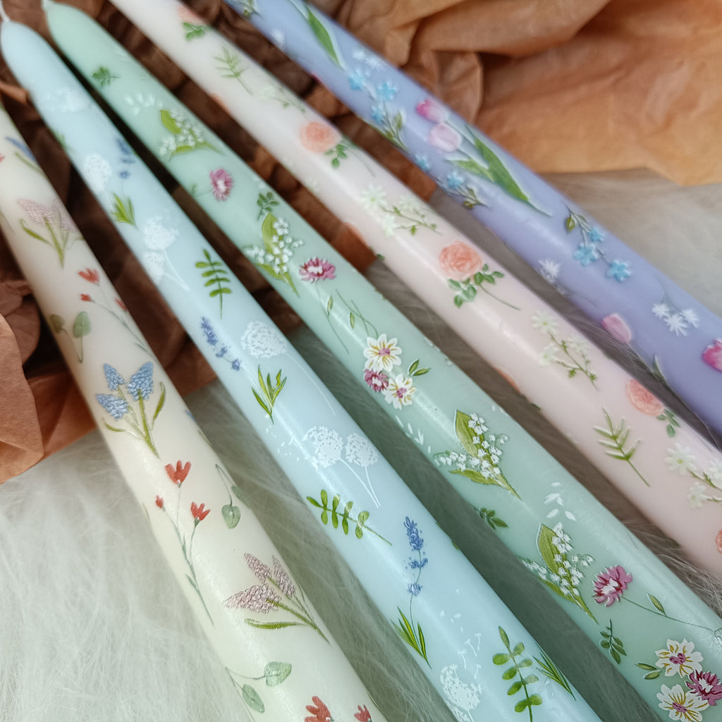 Valentine's Day Spiral Candle Sticks Printed Candlestick, 1pc Twisted Candlesticks,Colorful flowers with fragrance,Wedding Candles