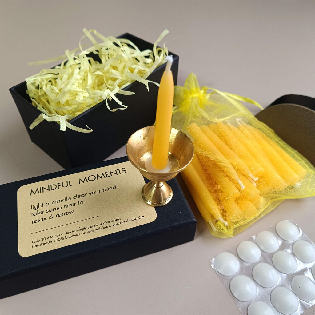 Hand-Dipped Beeswax Taper Candle Set: Meditation Gift