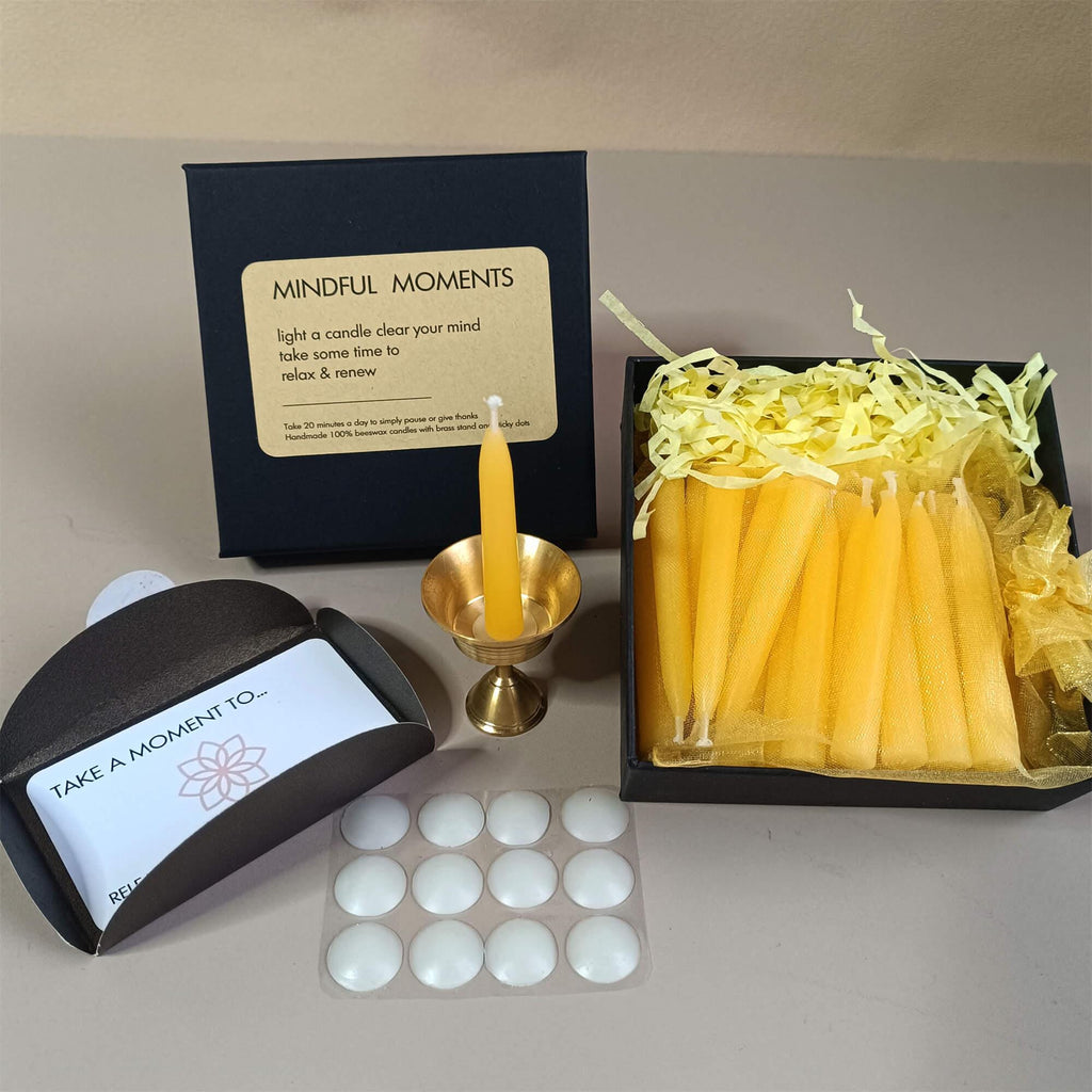 Hand-Dipped Beeswax Taper Candle Set: Meditation Gift
