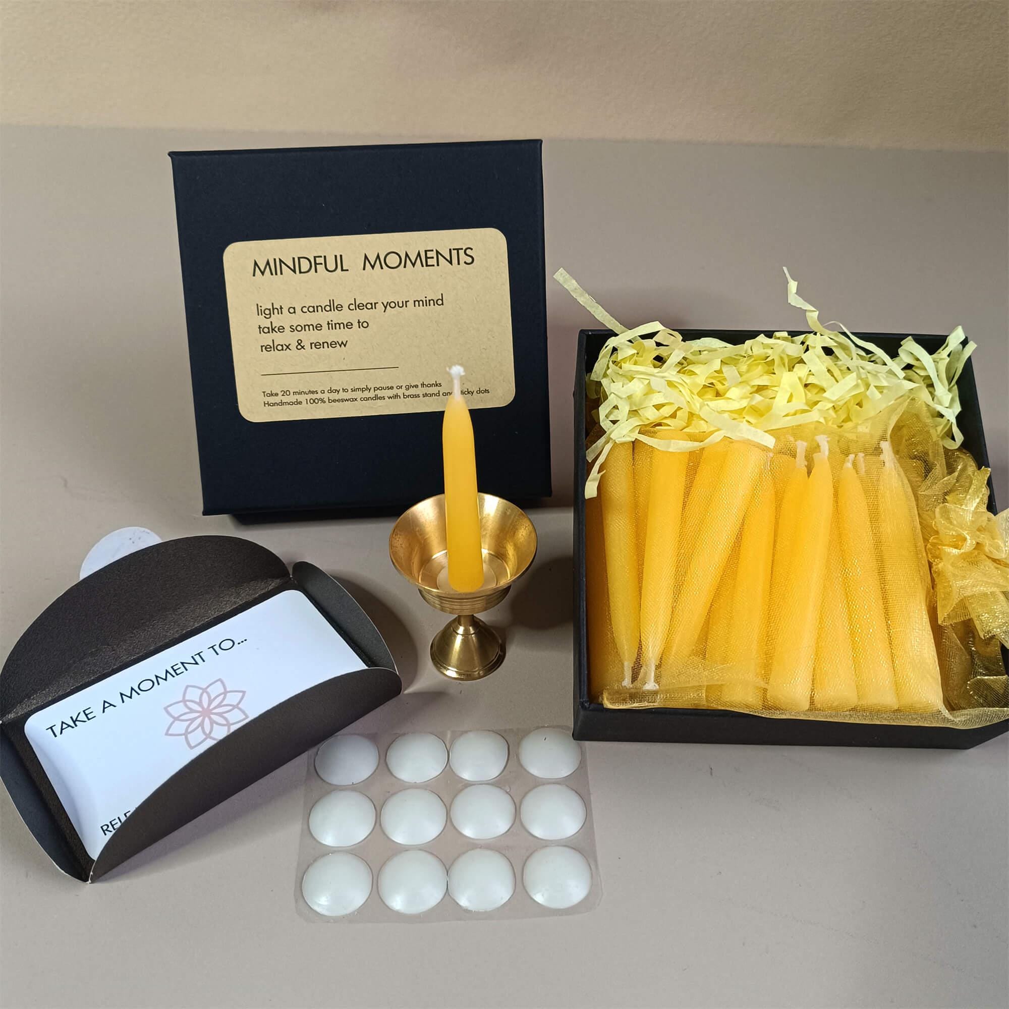 Hand-Dipped Beeswax Taper Candle Set: Meditation Gift