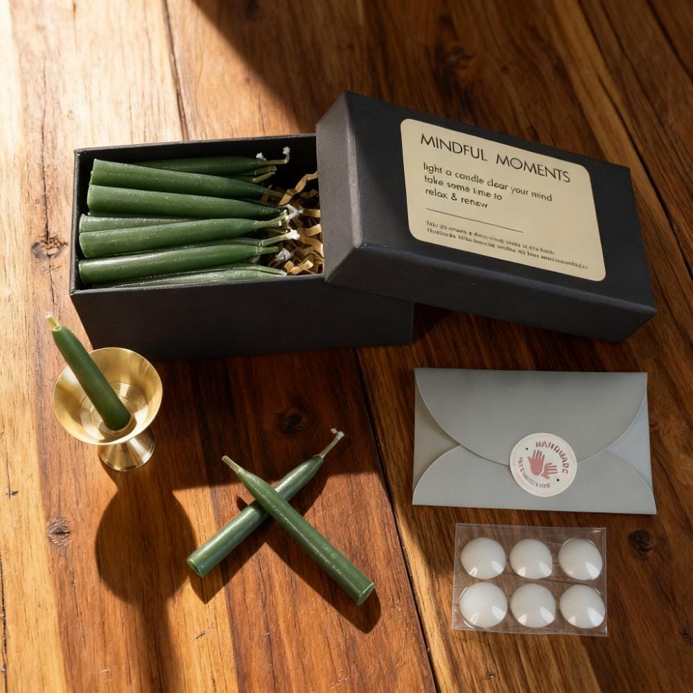 Olive Green Meditation Candles 25/30pcs, 2.5 Inch Hand-Dipped Beeswax Taper Candle Home Decor Christmas Gift for Her