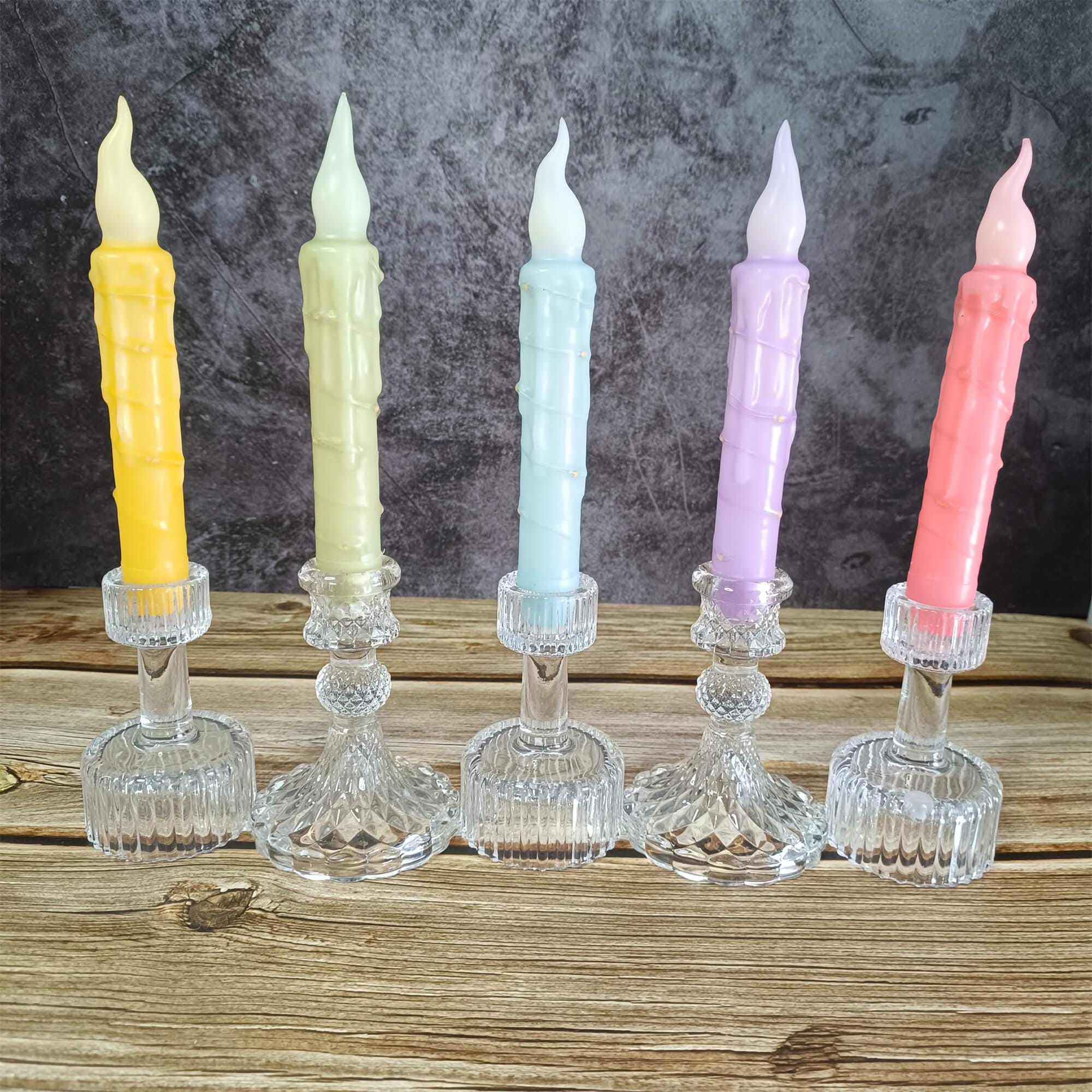 6.7 Inch Colorful Flameless Candles, LED Taper Candles with Light String, Battery Powered, with Remote Control and Timer, Mother's Day Gift