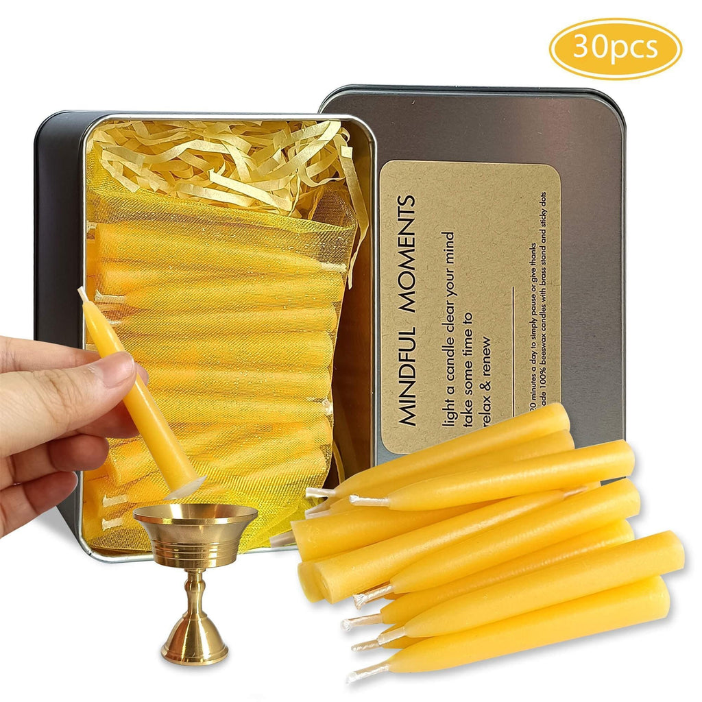 Beeswax Meditation Candles with Holder: Prayer, Yoga, Altar