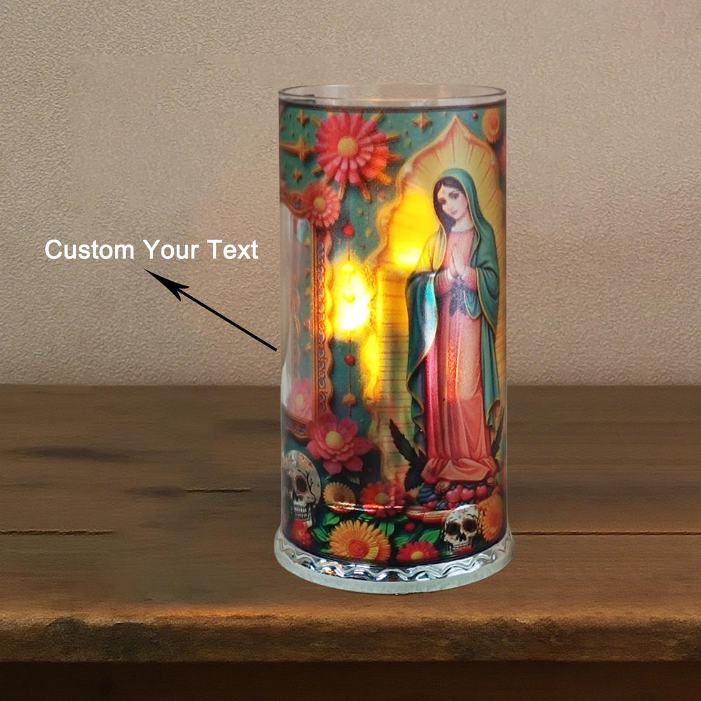 Personalized Memorial Candle, Custom Photo Text LED Candle, Flameless Votive with Remote, Sympathy Gift, In Loving Memory, Halloween Gift