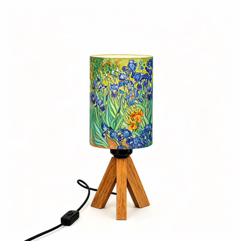 Van Gogh Irises Tripod PLA Eco‑Friendly Dimmable Table Lamp🎨 3‑Button Control Bedside Lamp, Classic Art Home Decor Gift