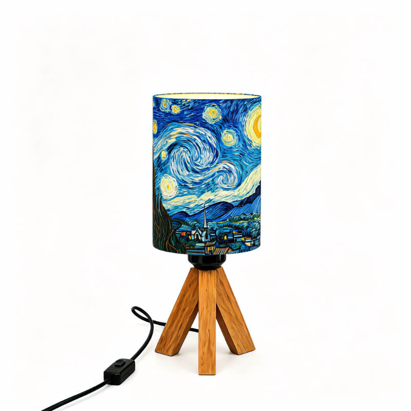 Van Gogh Irises Tripod PLA Eco‑Friendly Dimmable Table Lamp🎨 3‑Button Control Bedside Lamp, Classic Art Home Decor Gift