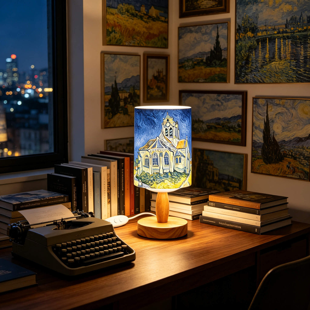 Van Gogh Irises PLA Eco‑Friendly Table Lamp ✨ Button Dimmable Art Bedside Lamp, Aesthetic Impressionist Home Decor Gift